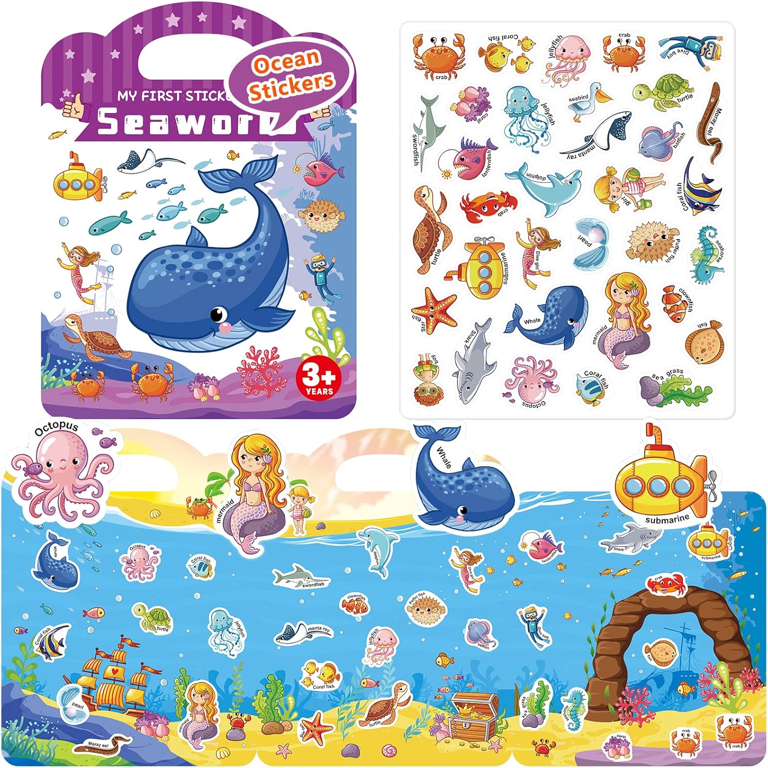 Portable Jelly Sticker Quiet Book for Kids, Reusable