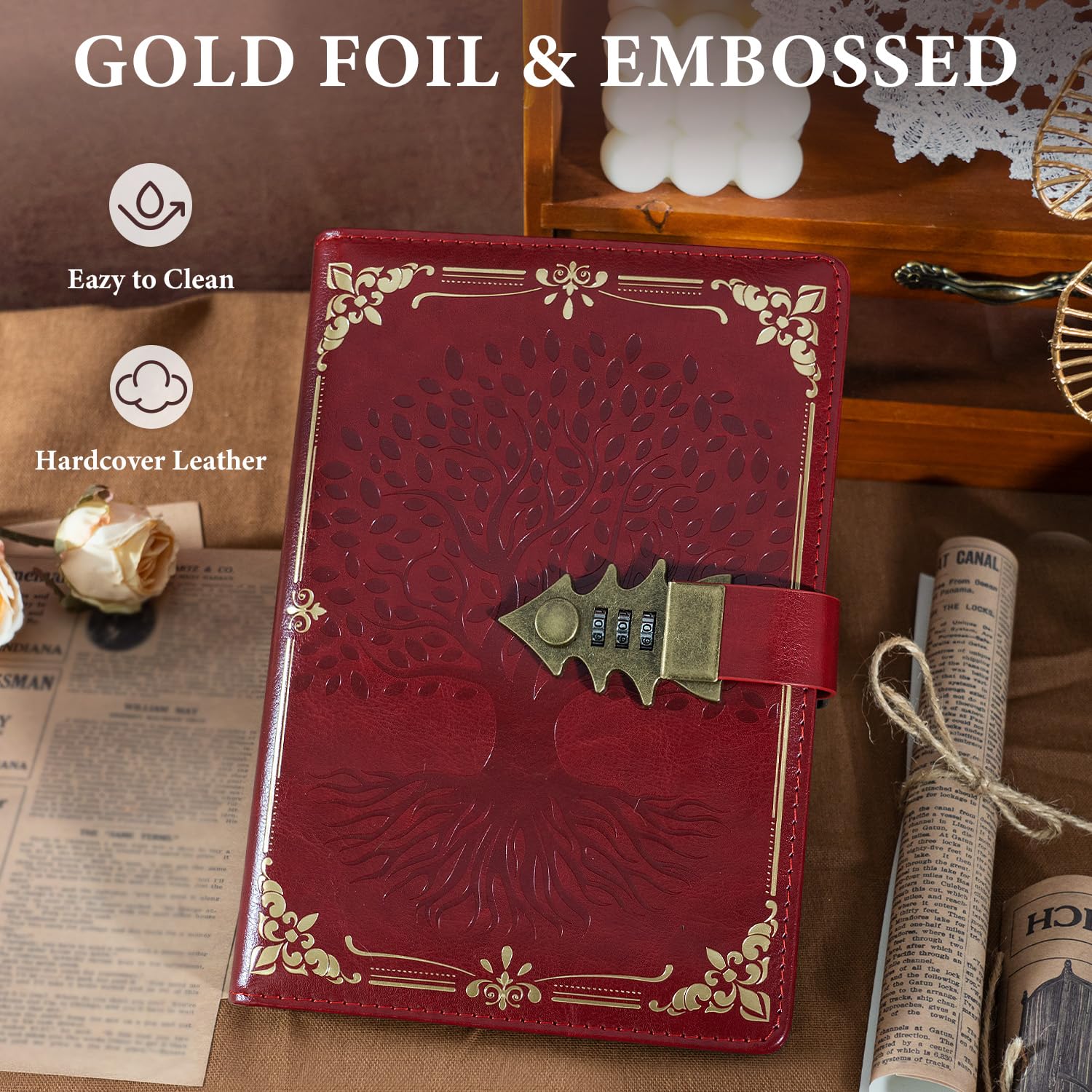 WEMATE Lock Journal with Pen & Gift Box, A5 260 Pages, Refillable - Image 4