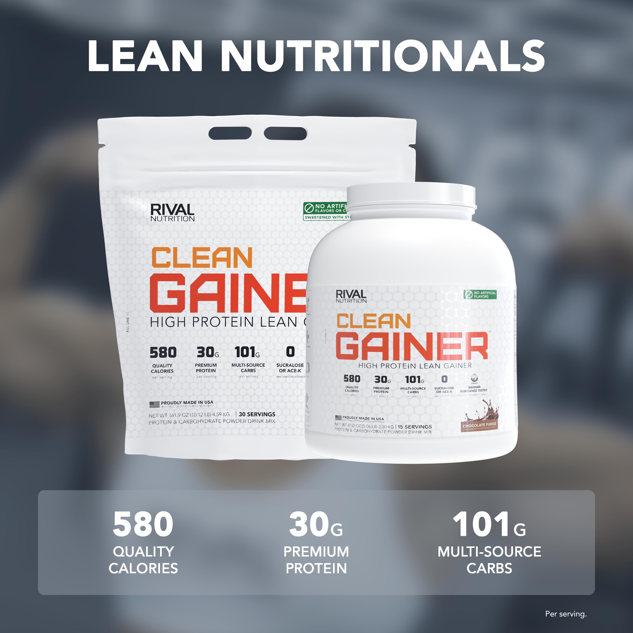 Rival Nutrition Clean Gainer Protein Powder (Chocolate Fudge, 10 lb) — Amazon image 3