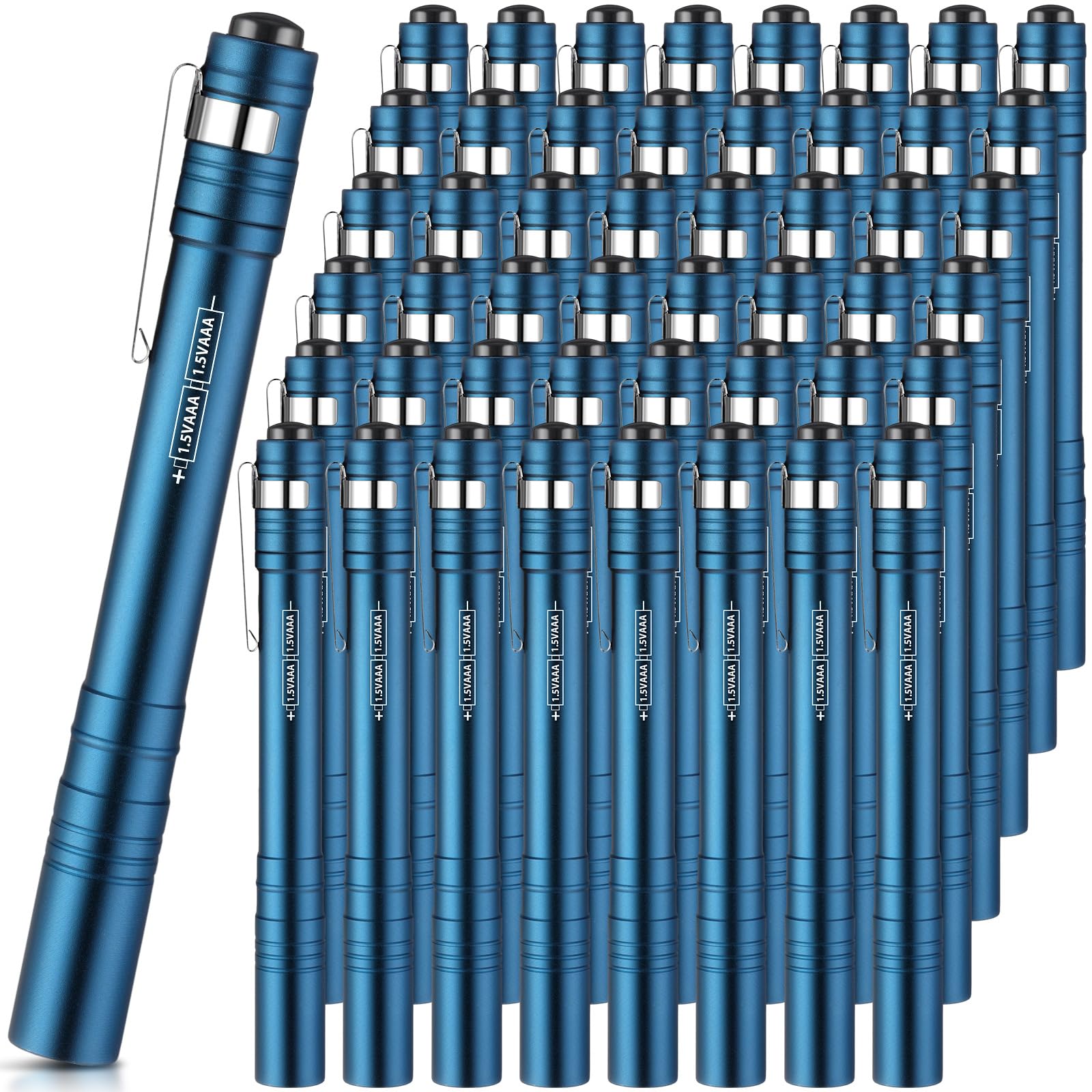 Rossesay Linternas de bolsillo para regalo a granel, luces LED de aluminio, mini linternas con clips, linterna de mano pequeña para hombres, camping, senderismo, emergencia al aire libre (azul