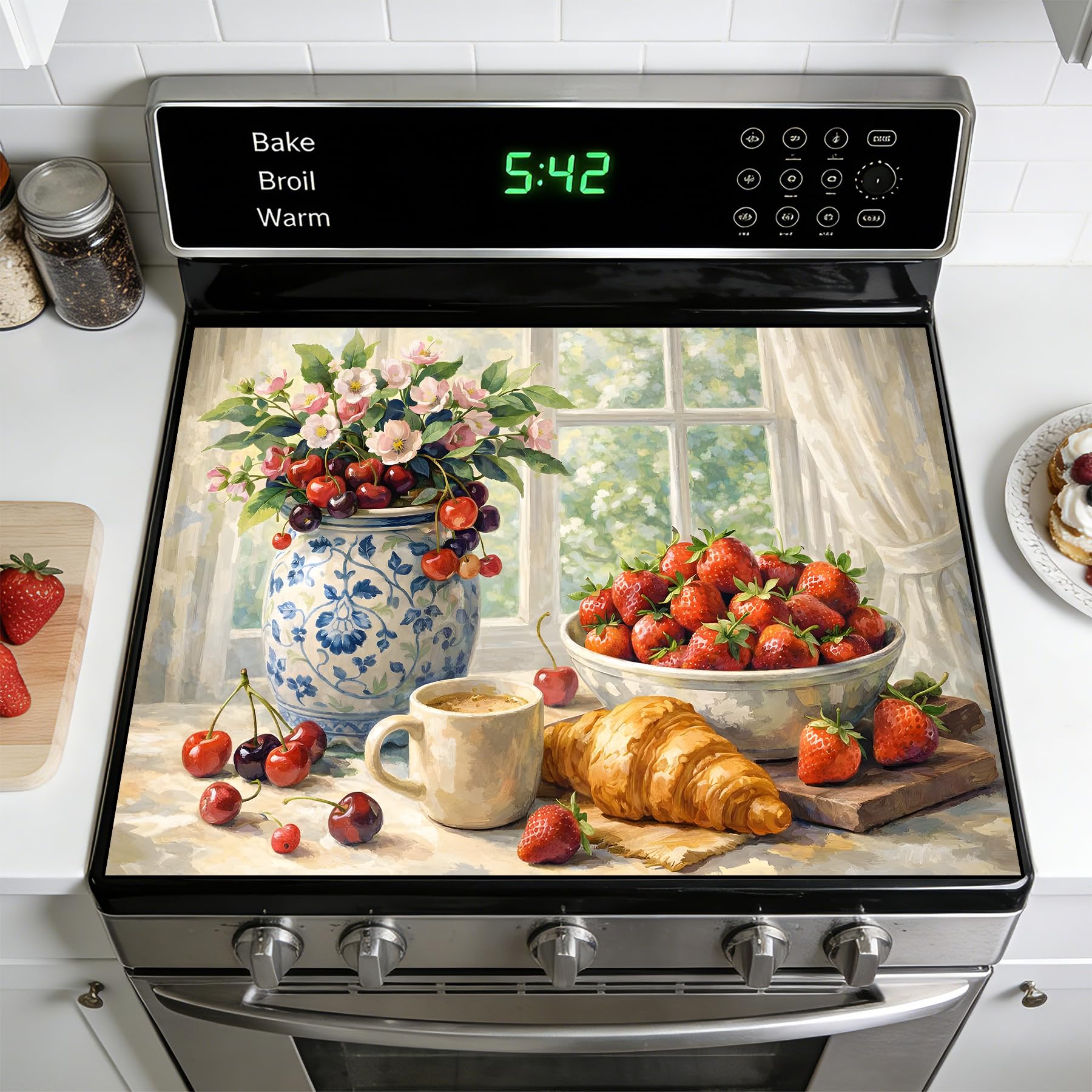 Stove Burner Covers Non-Slip Electric Cooktop Protector Mat (Bread)