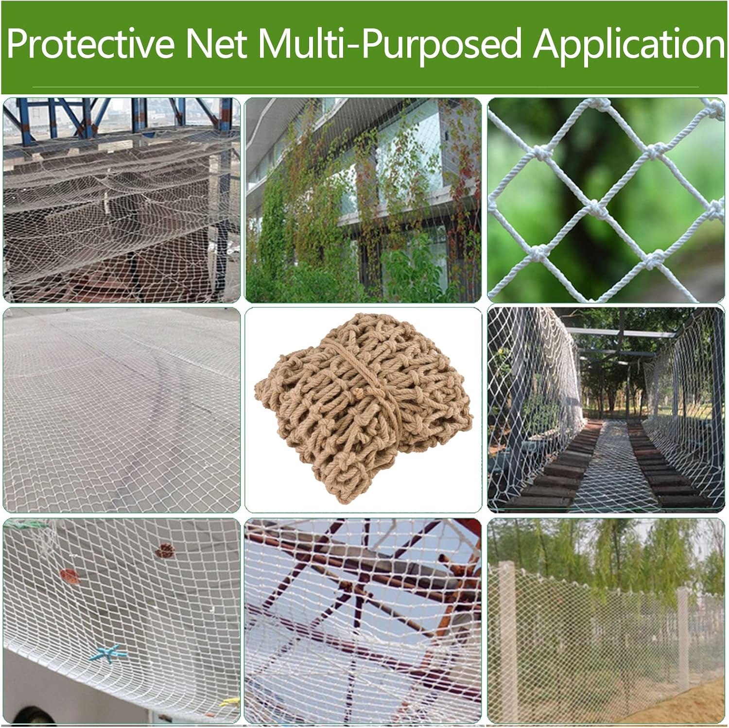 Children's Climbing Net - Safe Treehouse Rope Net, Balcony & Stair Protection - Outdoor Play Area Net in Hemp Jute 1x4m (3x13ft) for Kids' Adventure Safety