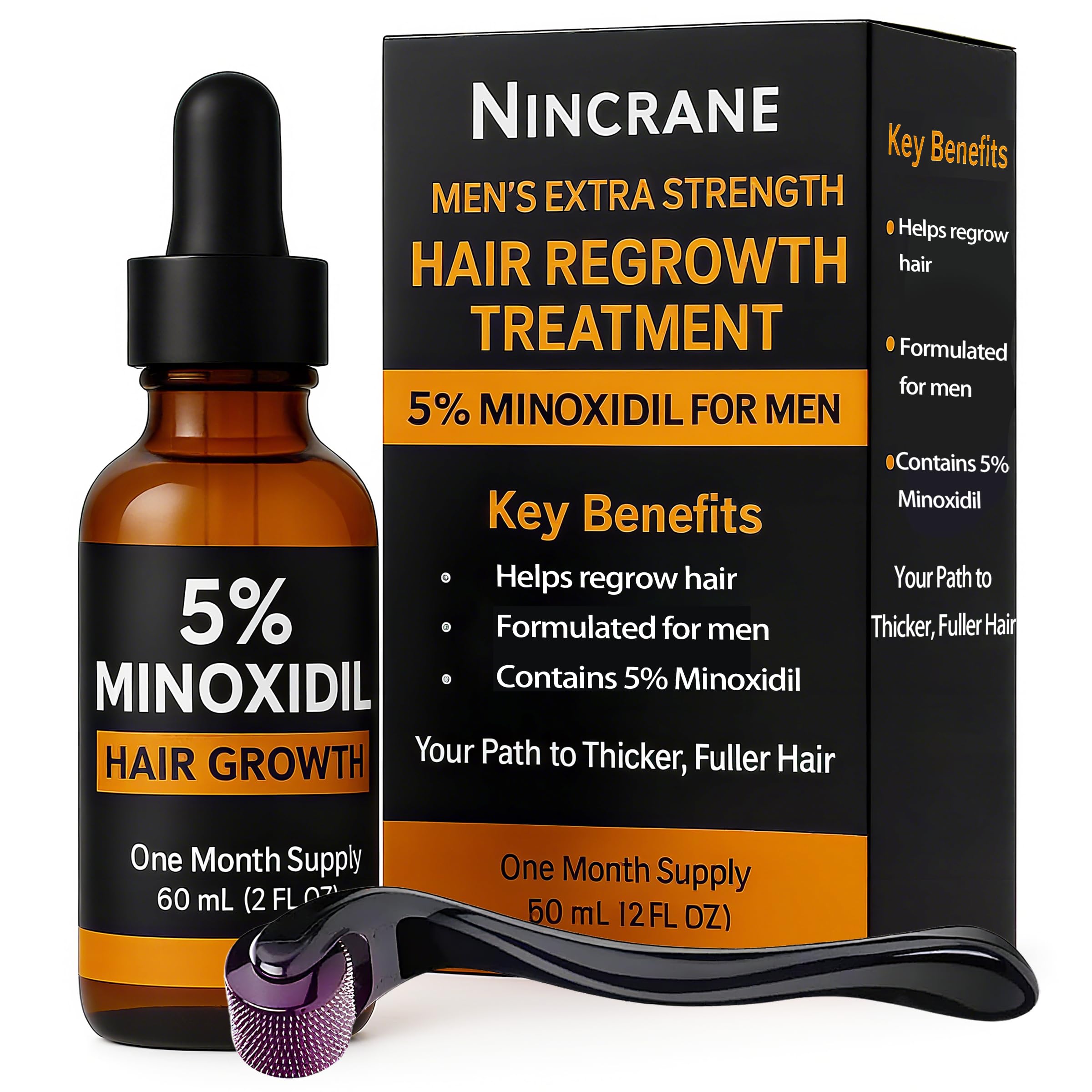 Minoxidil for Men 5 Topical Solution Beard Hair Regrowth Treatment Extra Strength Hair Loss Formula for Thicker Fuller