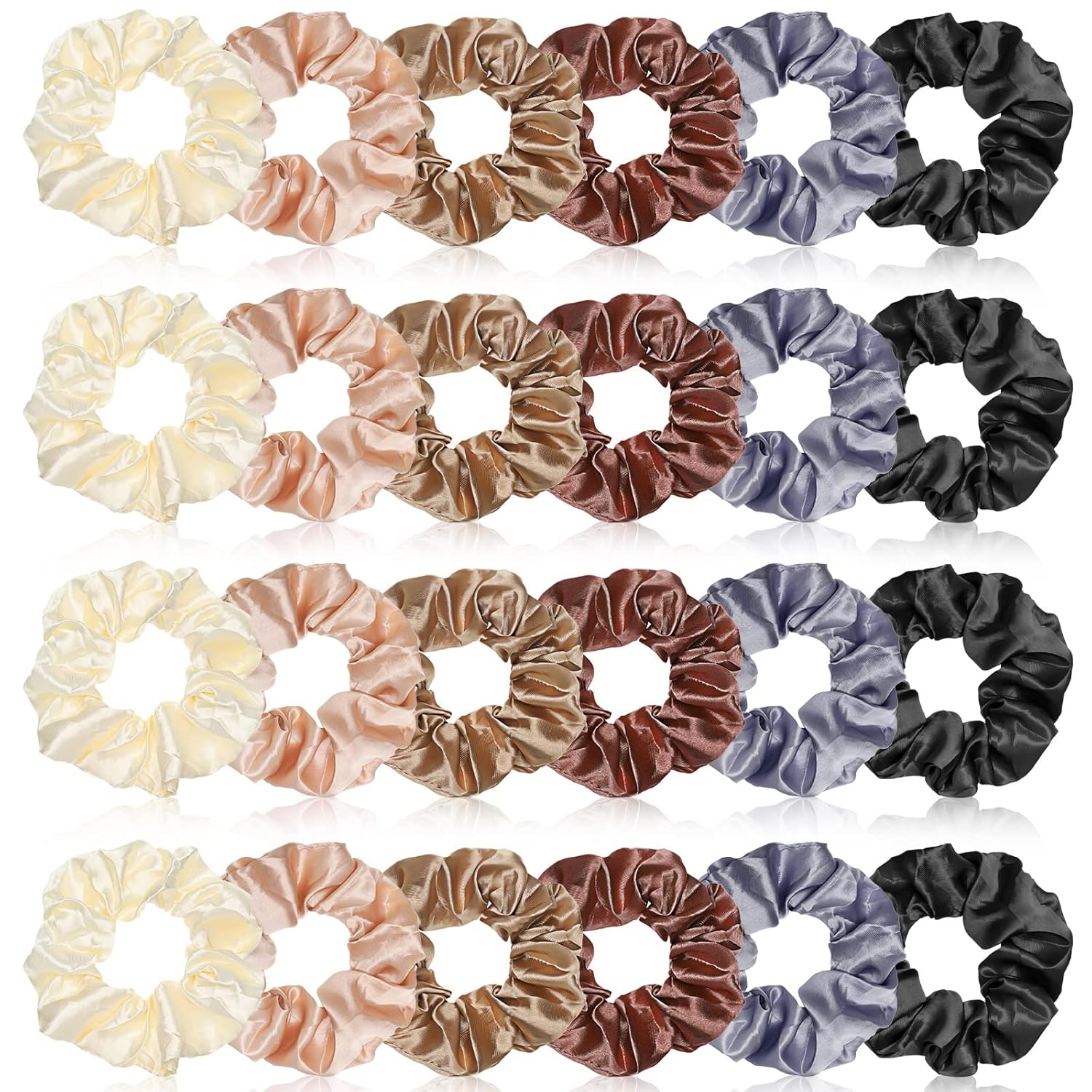 XunYee Silk Hair Scrunchies, 24 Pcs Satin Silk Hair Ties