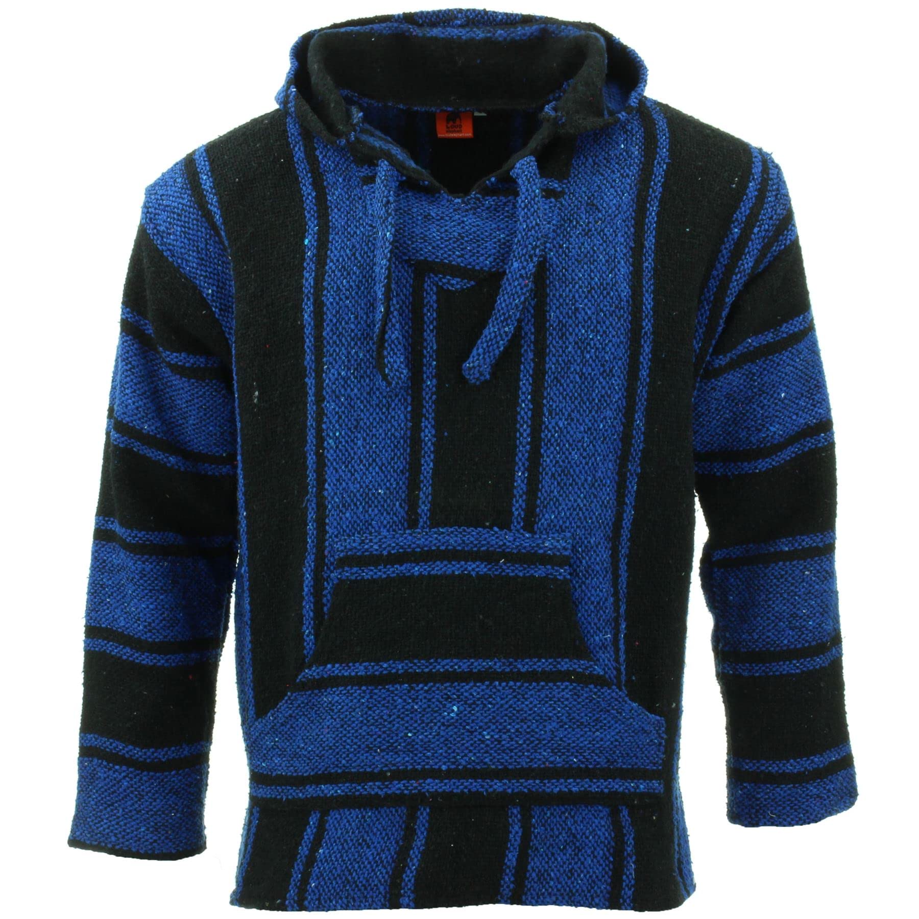 LOUDelephant Recycled Mexican Baja Jerga Hoody - Blue Black (Medium)