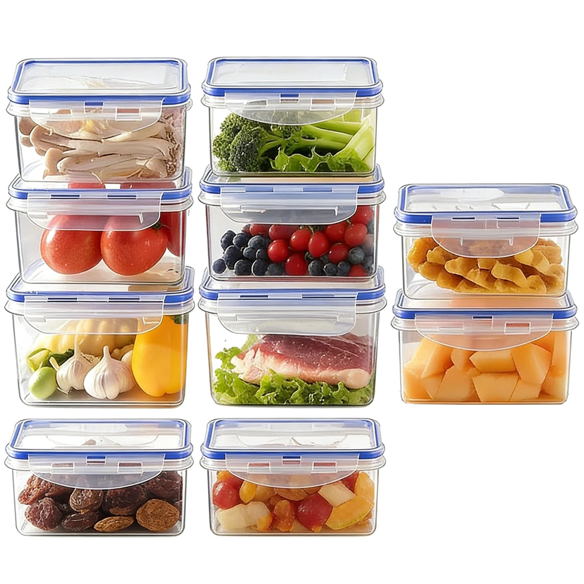 EEGAO Food Storage Containers with Snap-On Airtight Lids, 10 Pack, BPA-Free, Leak-Proof, Stackable, Microwave Freezer Dishwasher Safe, 1500 Millilitres