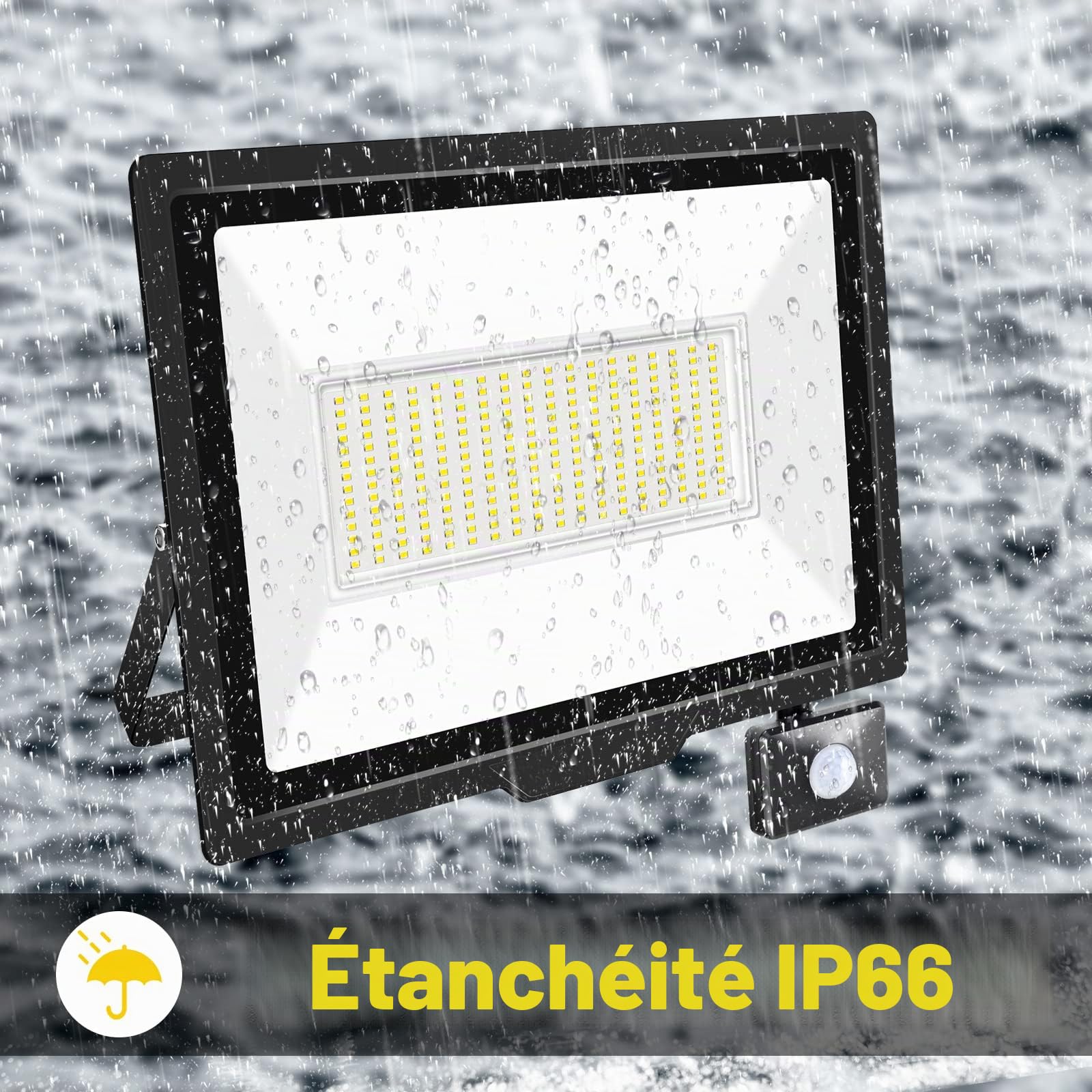 PICAA 1 Pièce 200W Projecteur LED Exterieur avec détecteur de mouvement
