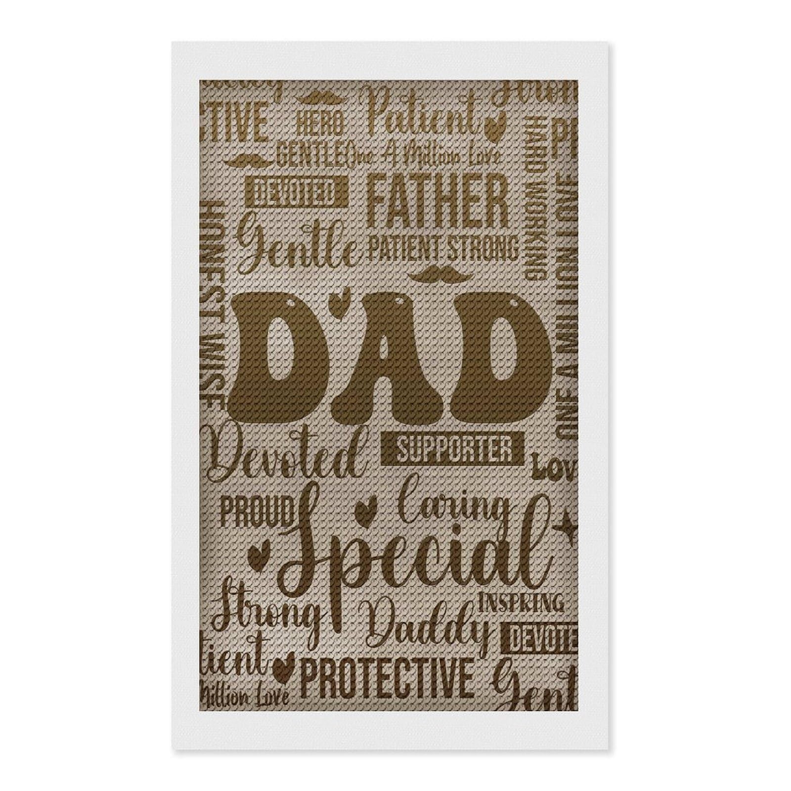 Junmoney Dad Typography Diamond Painting Canvas Set 12"x20", for Craft Lovers, Decorate Your Room, Festive Craft Gift, Vintage Style Decor