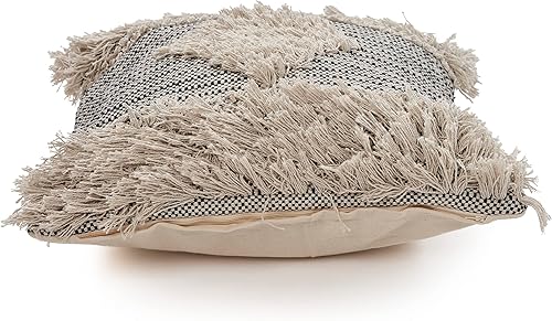 Miniatura 4 de Ox Bay Priscilla - Funda de almohada de algodón orgánico geométrico grisblanco, 20 x 20 pulgadas