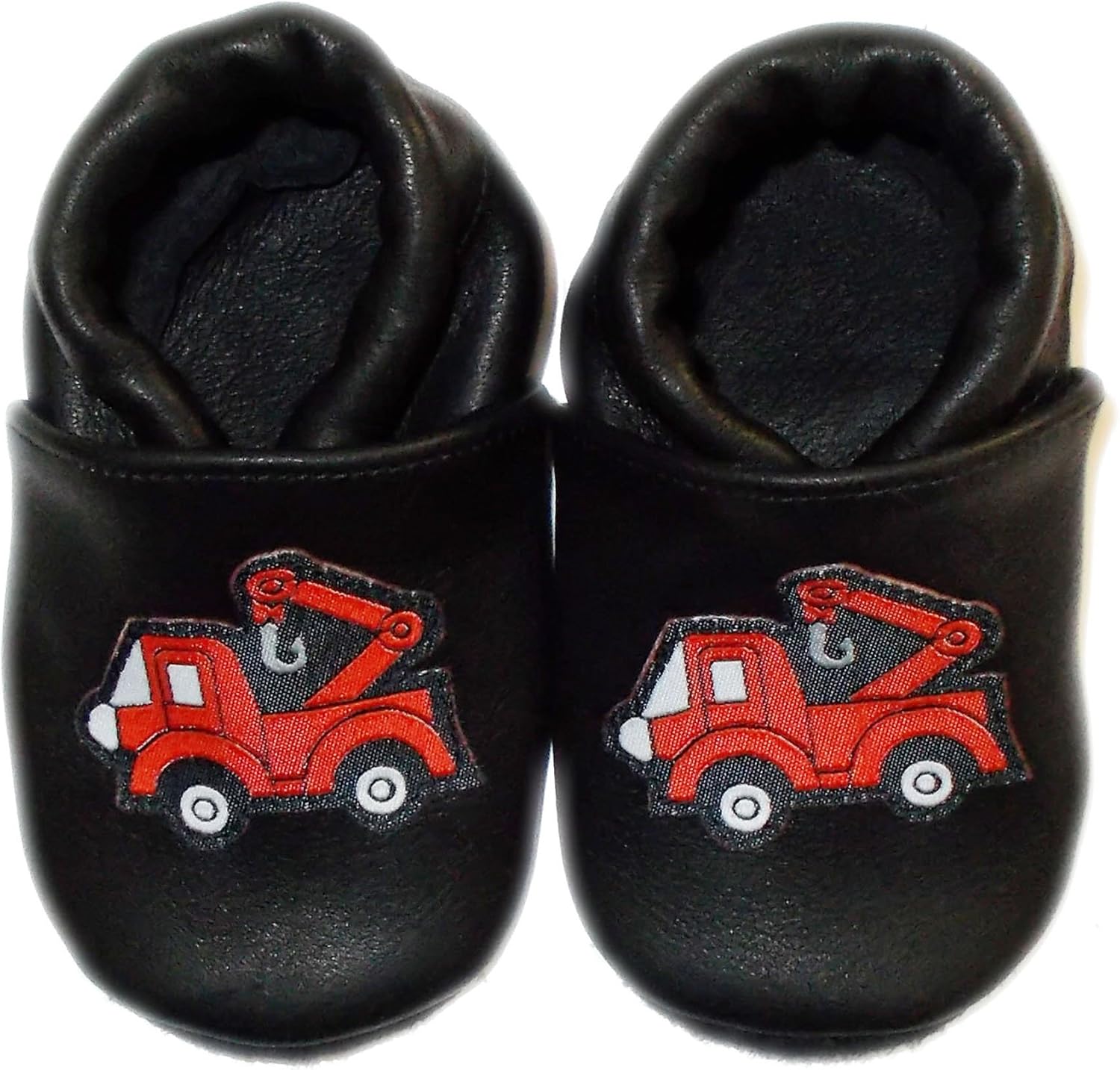 MiniShoes Baby Boy Infant Soft Sole Shoes Red Truck Leather Crib Shoes 06 Months