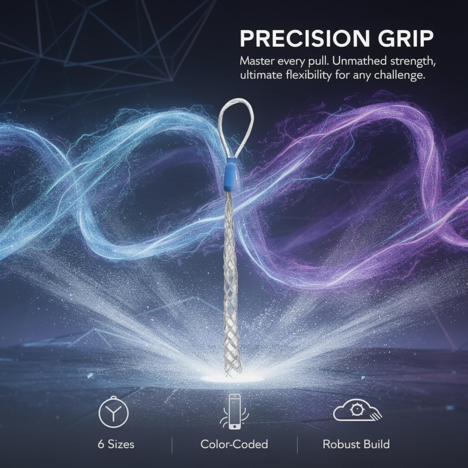 Juego de 6 agarres de cable de malla de alambre, agarre de tracción de cable con diseño de tracción de cabeza, flexible para espacios reducidos, personalizable, seis tamaños para cables de 4 a 25 mm