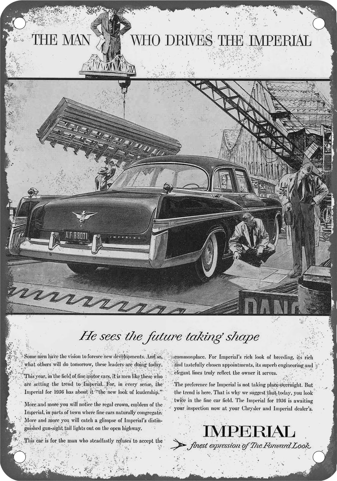 METAL SIGN - 1956 Imperial Vintage Ad 10 - Old Retro Rusty Look home decor