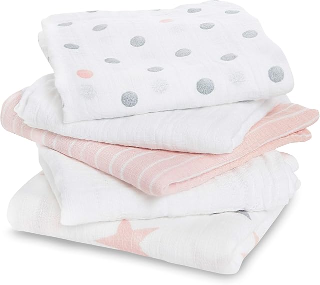 aden + anais Musy Squares - Doll, Pack of 5 | Large 100% Cotton Muslin Cloth | Soft & Lightweight Unisex Baby Essentials | Cloths for Newborn Girls & Boys | Ideal