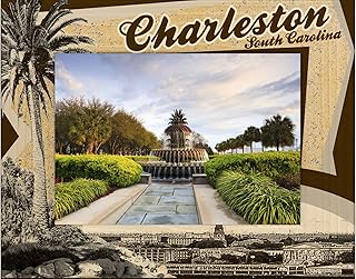 Saddle Mountain Souvenir Charleston South Carolina with Palm Tree Laser Engraved Wood Picture Frame Landscape (5 x 7)