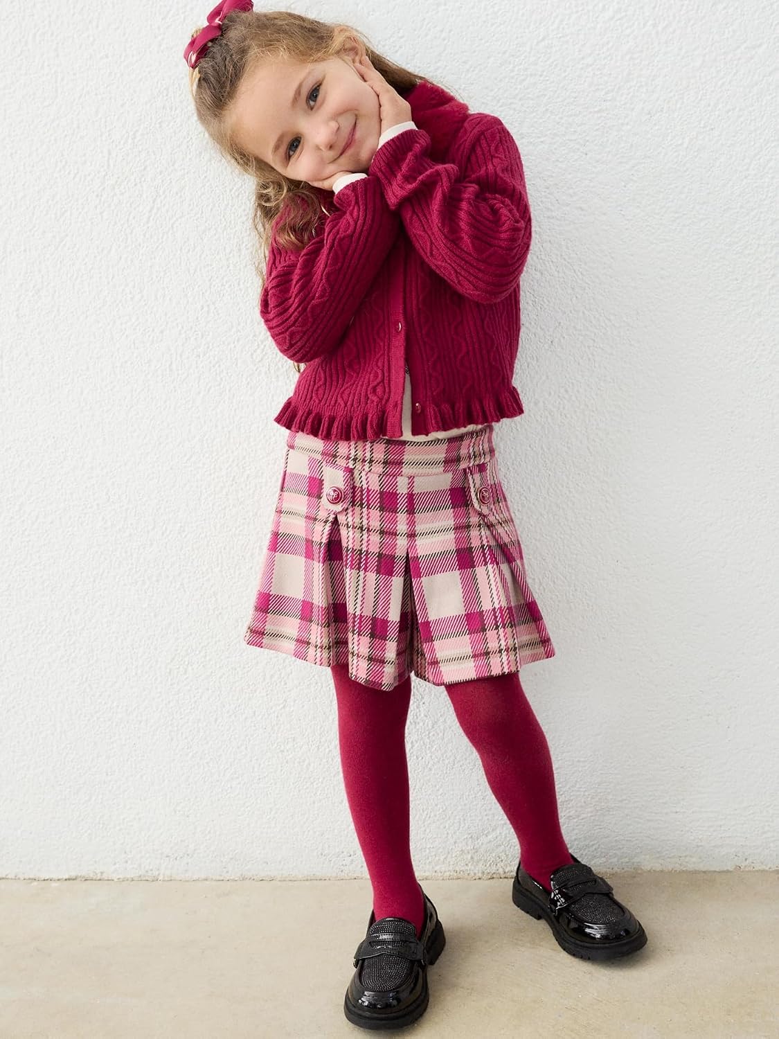 Mayoral Plaid Shorts for Girls Raspberry