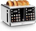 Keenstone Toaster 4 Slice, Digital Smart Toaster with TouchScreen, Dual Control Panel, Single Slot Toasting, Timer, Reheat & Defrost for Bagels, Bread, Waffles, Stainless Steel Kitchen Essentials