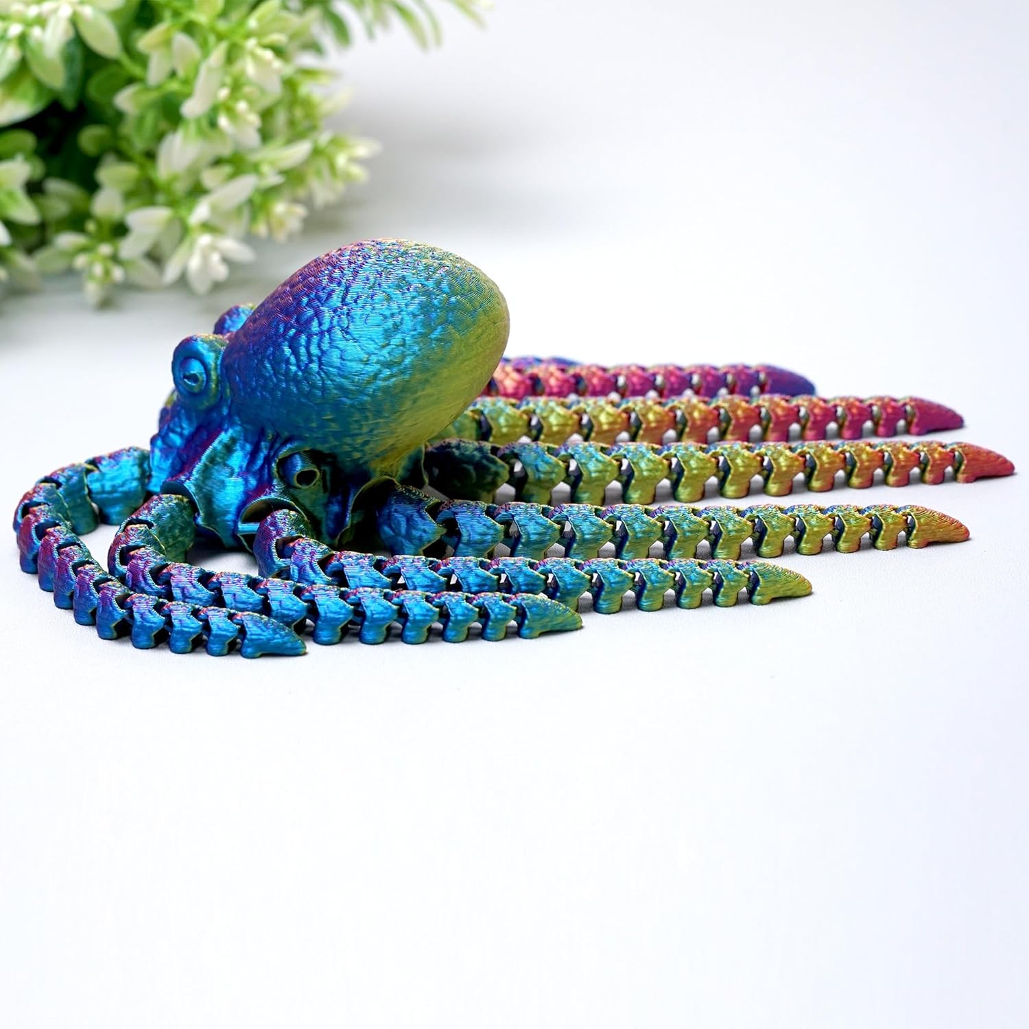 3D Printed Octopus Model,Flexible Realistic Articulated Animal Fidget Toys,Mystery Figurines Gifts for Easter,Executive Desk Funny Décor and Festival Collectible,Easter Basket Stuffers (RBY)