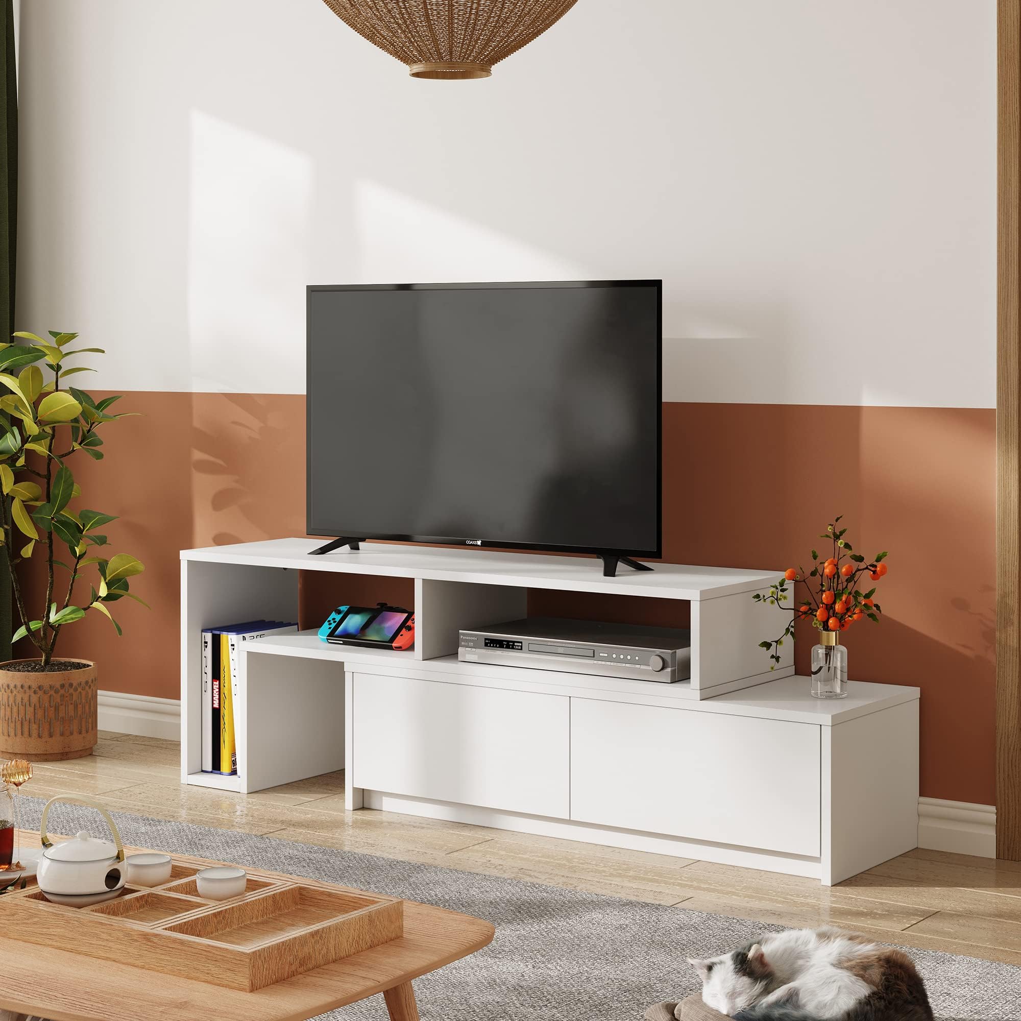 Amazon｜テレビ台 テレビボード ローボード 伸縮 角度自由 コーナー 