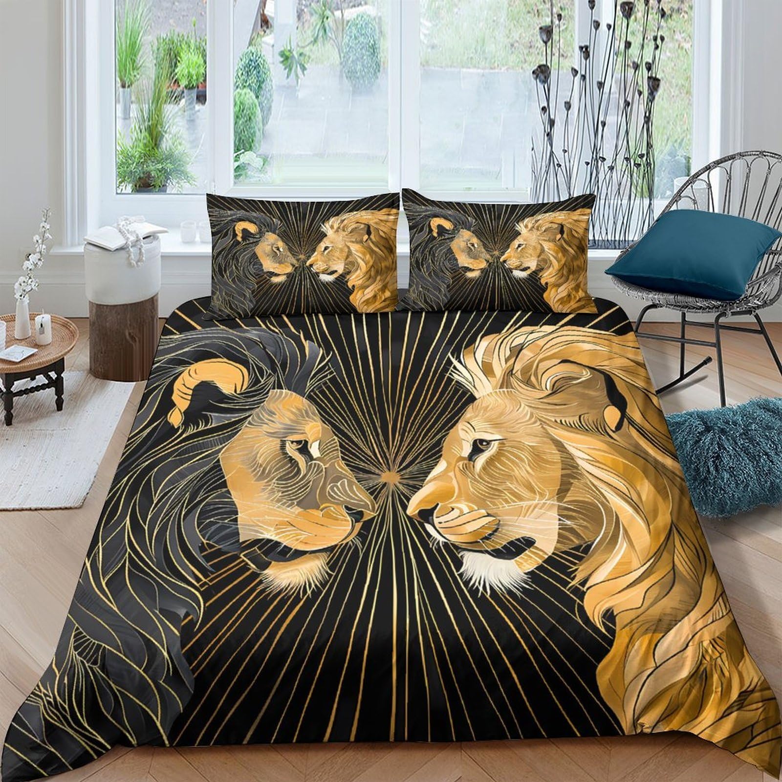 Ctjqhvkz Style-7 3D Printed Lion King Fitted Sheet Microfiber Soft Anti-Slip Bedroom Decor Jungle Queen Mattress Cover Gift Single（135X200cm）