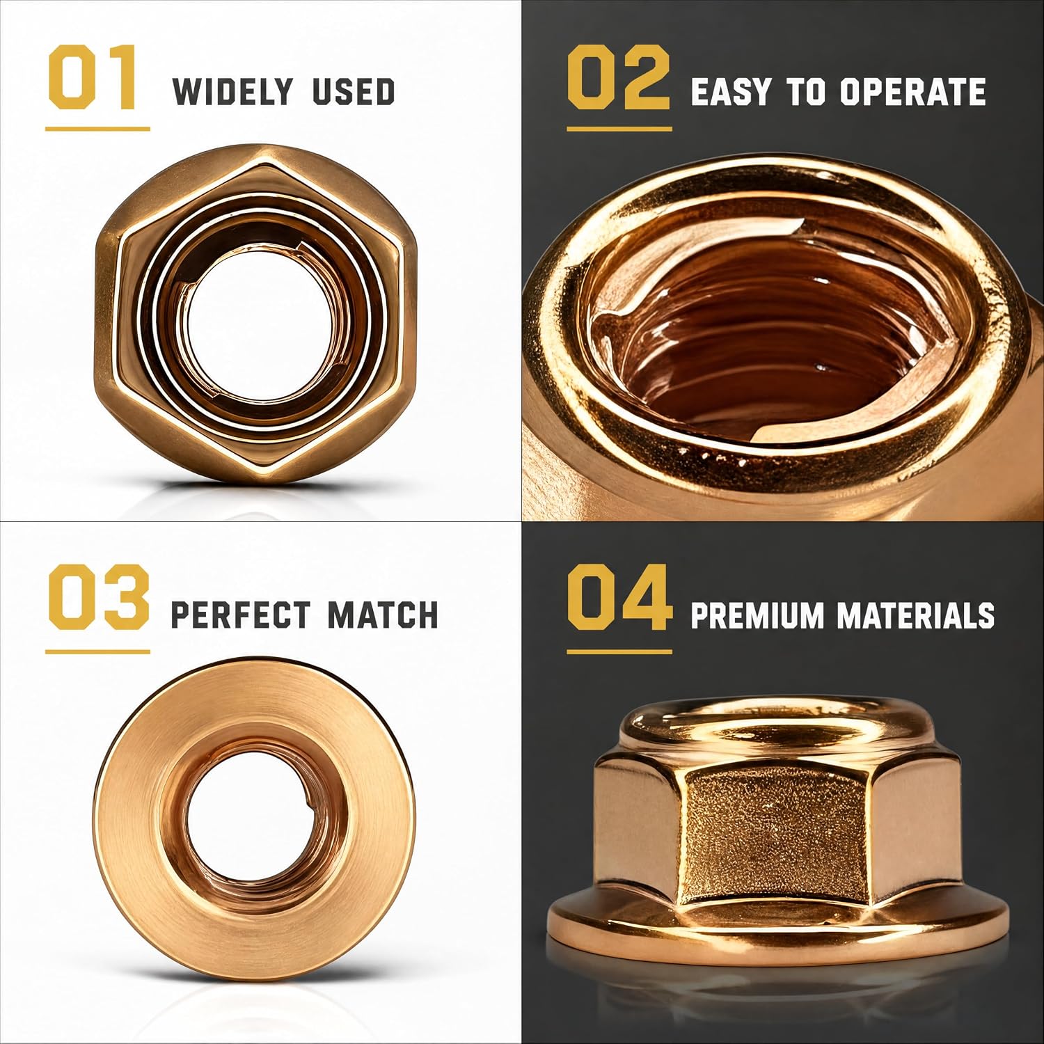 M8 Exhaust Manifold Hex Nuts 10PCS M8x1.25, Copper Plated Self-Locking Seal Flange Nut Kit Replacement A1201420072 for Car Truck Exhaust System