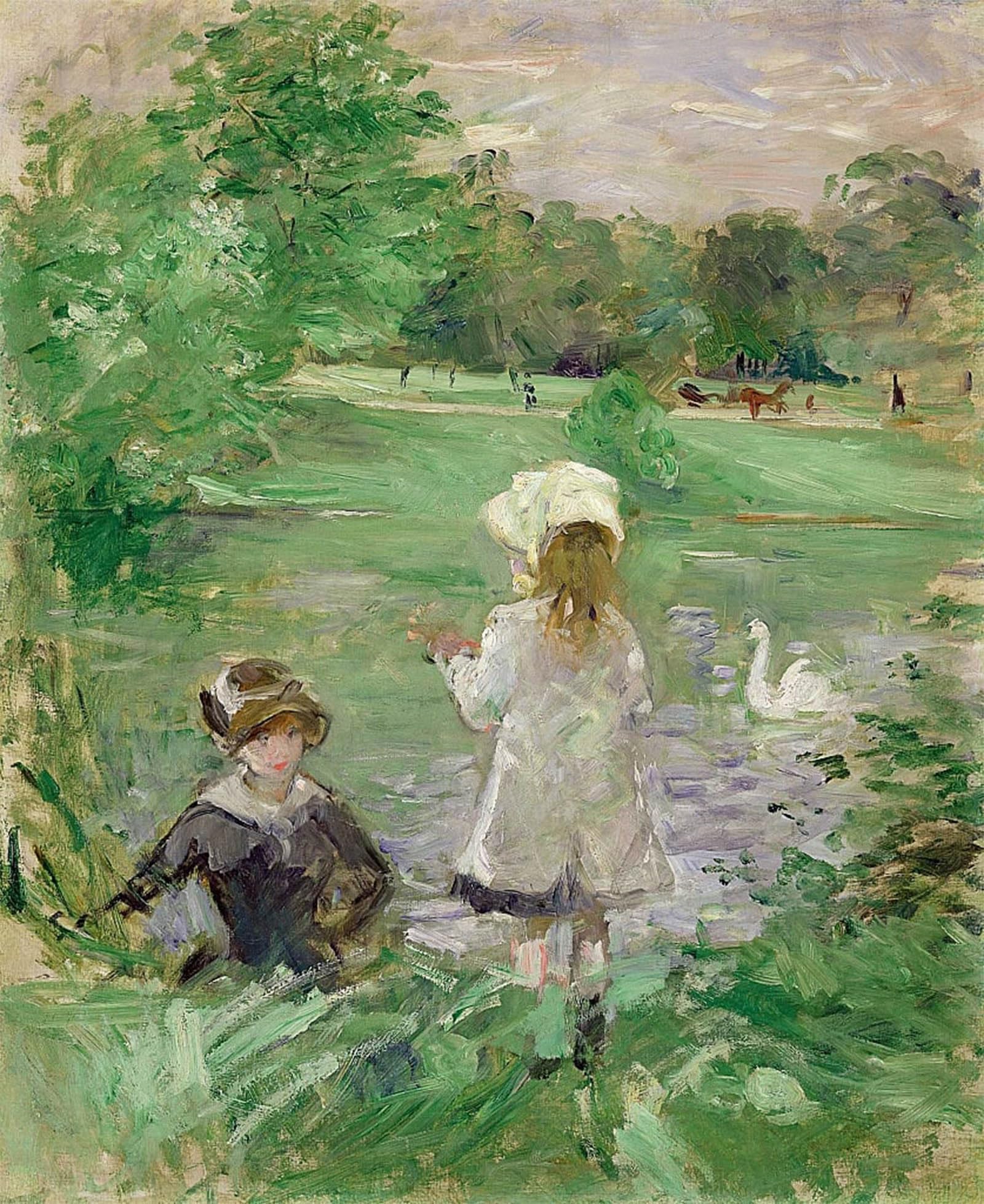 ARTXLXXBN Famous Print Painting Colorful Art Print on the Lakeside by the Lake by Berthe Morisot Canvas Art Decorations for Home Decor 60x90cm