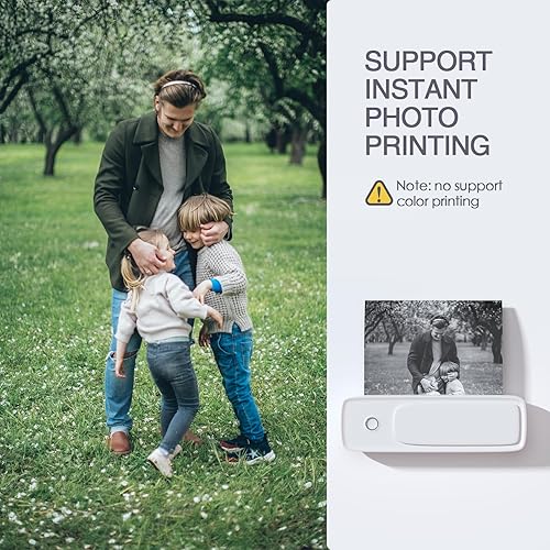 Miniatura 9 de Bisofice Impresora portátil de impresión térmica inalámbrica para viajes, impresora sin tinta compatible con teléfonos móviles y PC, compatible con