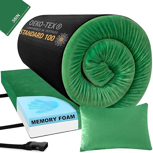 Aodisman Aodisman - Colchón de espuma viscoelástica para acampar, colchón enrollable portátil impermeable de 3 pulgadas de grosor, para automóvil,