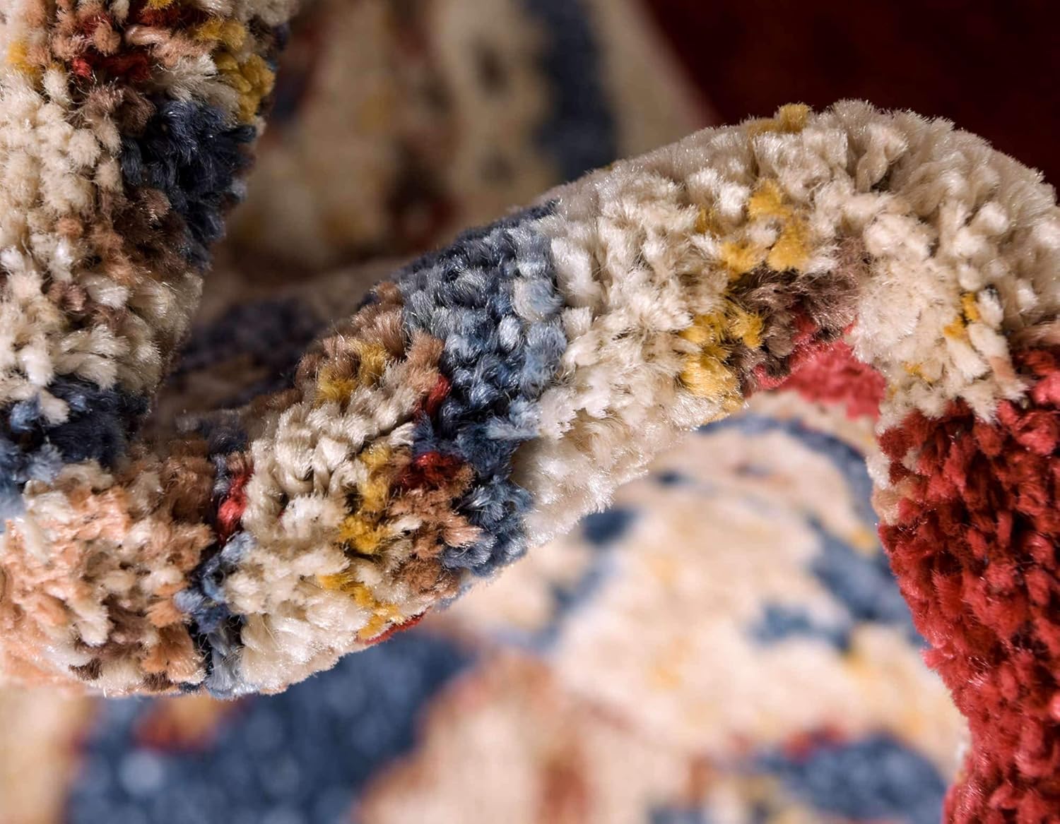 Unique Loom Utopia Collection Traditional Classic Vintage Inspired Area Rug with Warm Hues (4' 0 x 4' 0 Round, Burgundy/Beige)