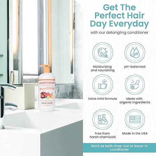 Miniatura 4 de Little Twig Acondicionador, fórmula natural derivada de plantas, mandarina, 17 onzas líquidas.