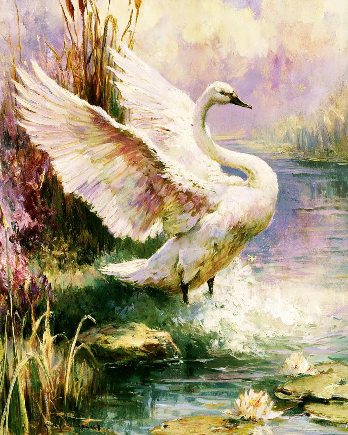Liubaishi Multicolour Paint By Numbers For Adults, Swan, 40X50 Cm Acrylic Canvas Kit With Brushes And Paints