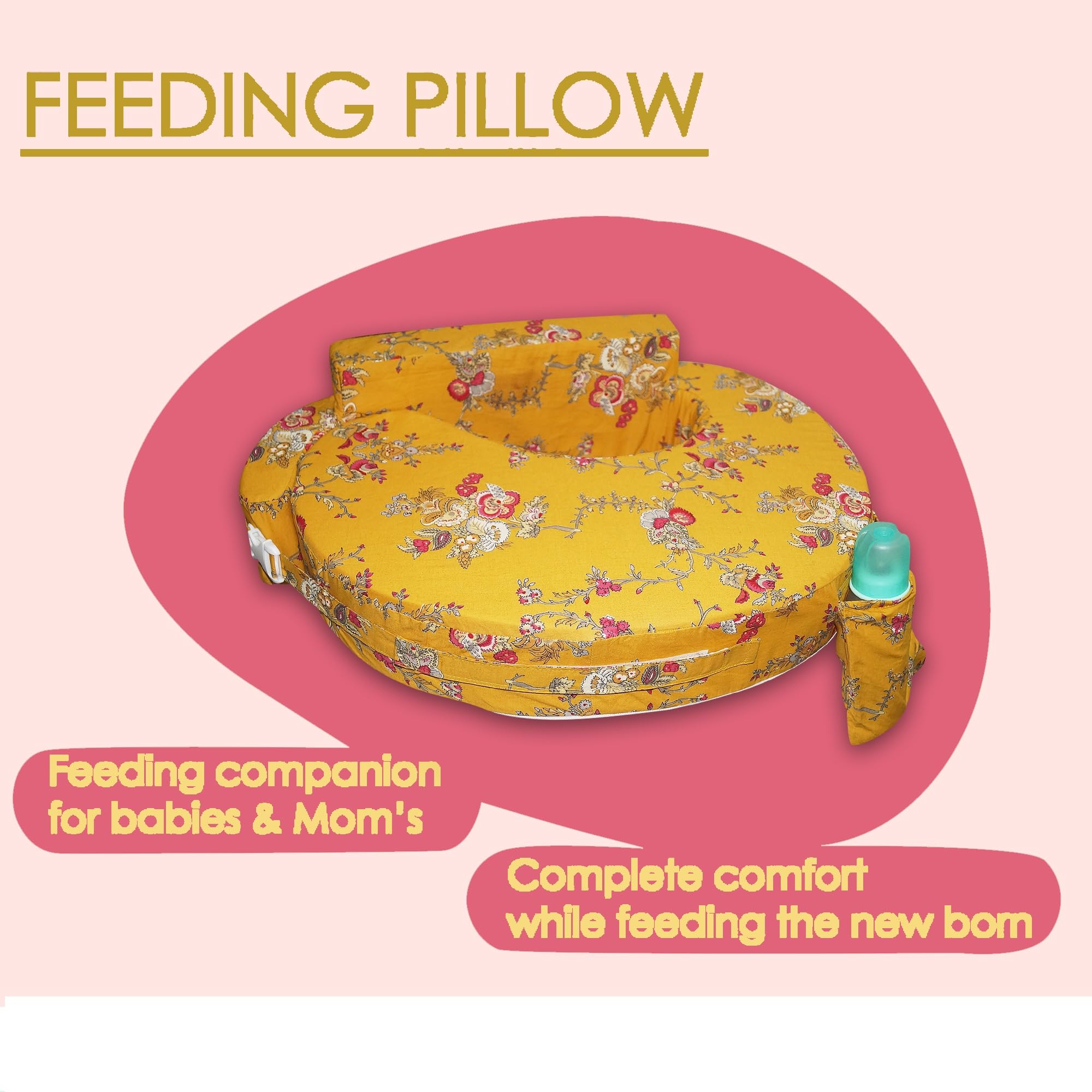 Gordon Nursing Pillow for Breastfeeding, Nursing and Posture Support with Pocket and Removable Slipcover Made in Eco Friendly Soft Fabric (Honey) 3