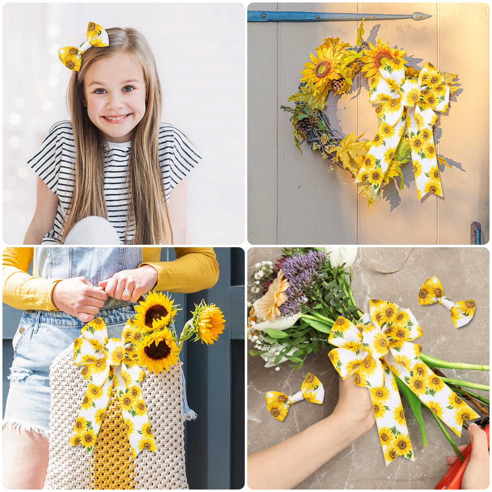 Amazon.com: Whaline Summer Sunflower Wired Edge Ribbon 10
