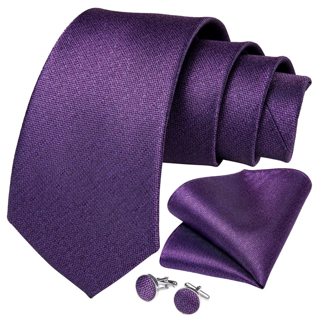Wvapzxx Juego de corbatas de poliéster de seda maciza para hombre, pañuelo y gemelos para boda, fiesta, accesorios para el cuello