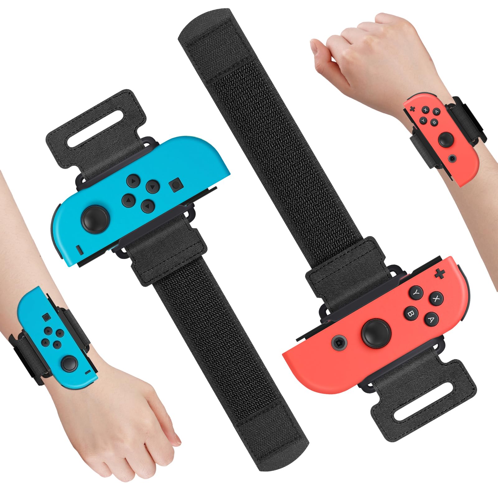 FASTSNAIL 2 Pack Wrist Bands for Switch Dance 2024 2023 2022 2021 and for Zumba Burn It Up, Adjustable Elastic Straps Dance Accessories for Nintendo Switch/OLED for Joy-Con Controller, for Kids & Adults - Black