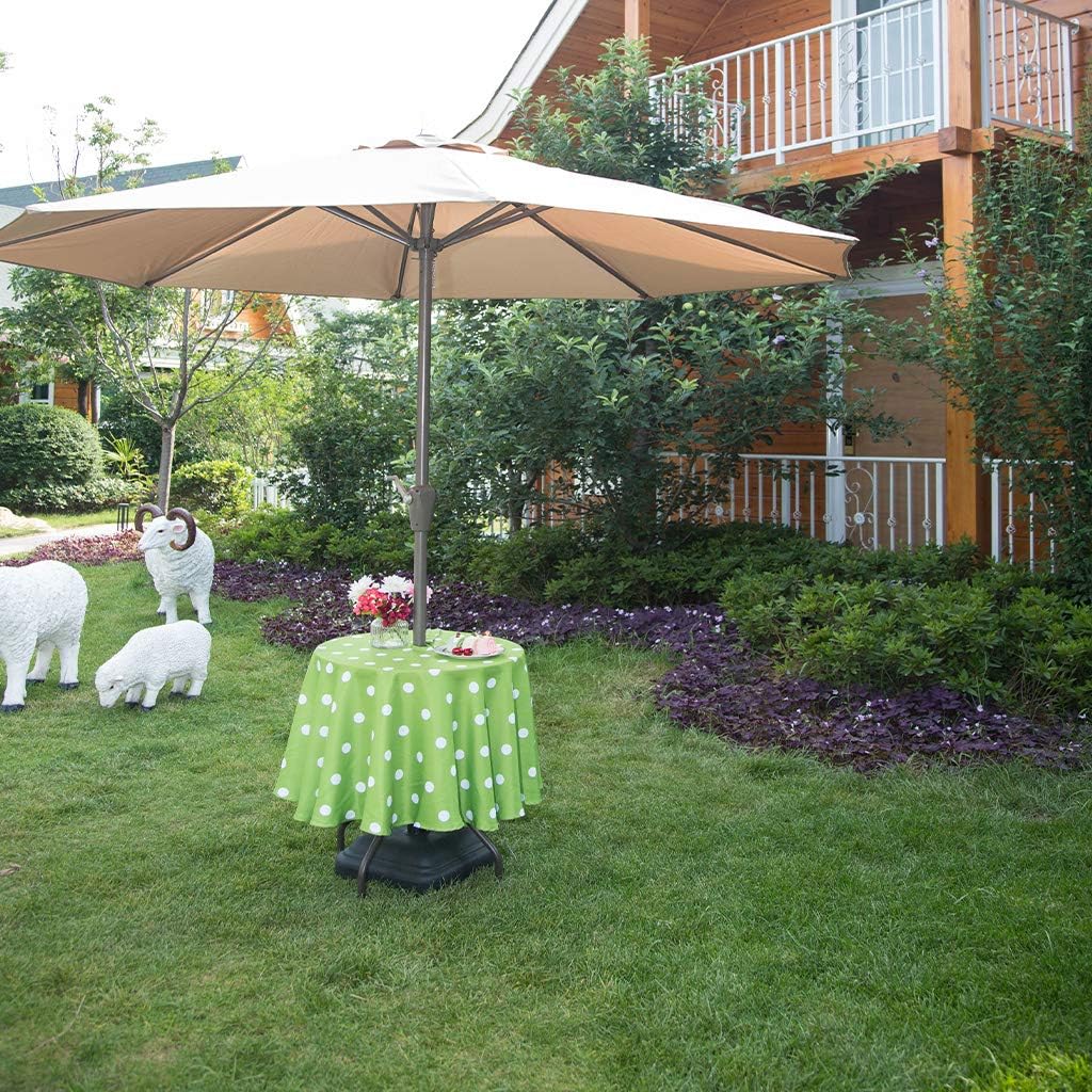 SquarePie Outdoor 60'' Round Fitted Tablecloth Zippered Table Cloth Waterproof Spring Summer Table Cover with Umbrella Hole for Parties BBQs Host Backyard , Green Dot : Home & Kitchen