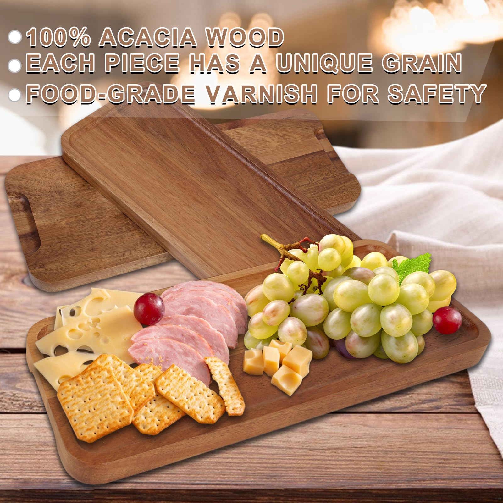 YHNDECO 3 stuks houten dienblad, rechthoekig, 29 x 10,5 cm, houten dienblad, decoratief dienblad van acaciahout, decoratieve dienbladen voor dessert, cosmetica, sieraden, kaarsen YHNDECO 3 stuks houten dienblad, rechthoekig, 29 x 10,5 cm, houten dienblad, decoratief dienblad van acaciahout, decoratieve dienbladen voor dessert, cosmetica, sieraden, kaarsen