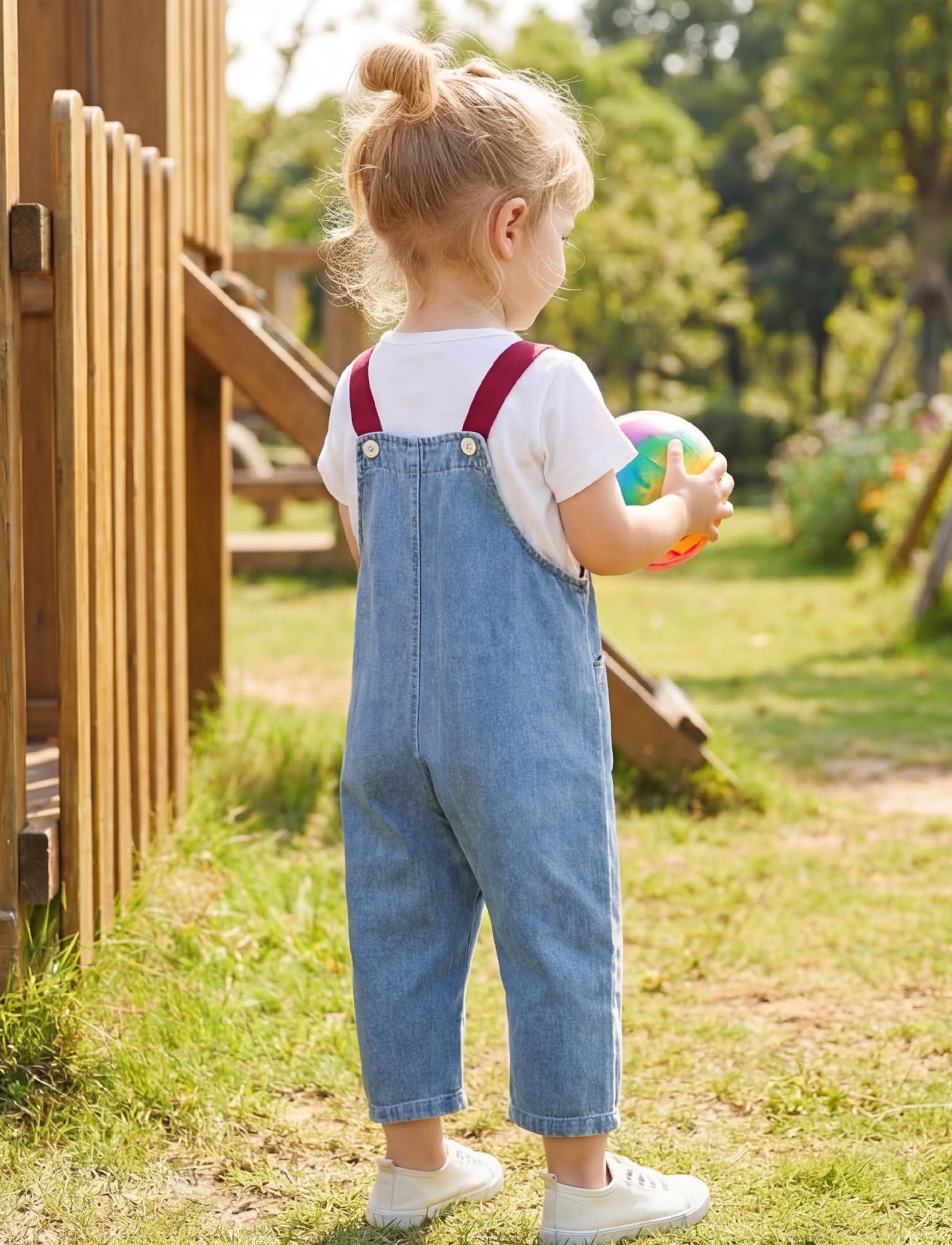 SEAUR Bébé Salopette en Denim Coton Coupe Ample Vintage Enfant Salopette en Jean Été Confortable Mignonne 6 mois-5 ans