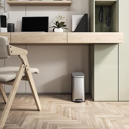 Miniatura 4 de iTouchless SoftStep - Cubo de basura pequeño con pedal delgado de 3 galones, sistema de control de olores AbsorbX, cubo interior extraíble, papelera