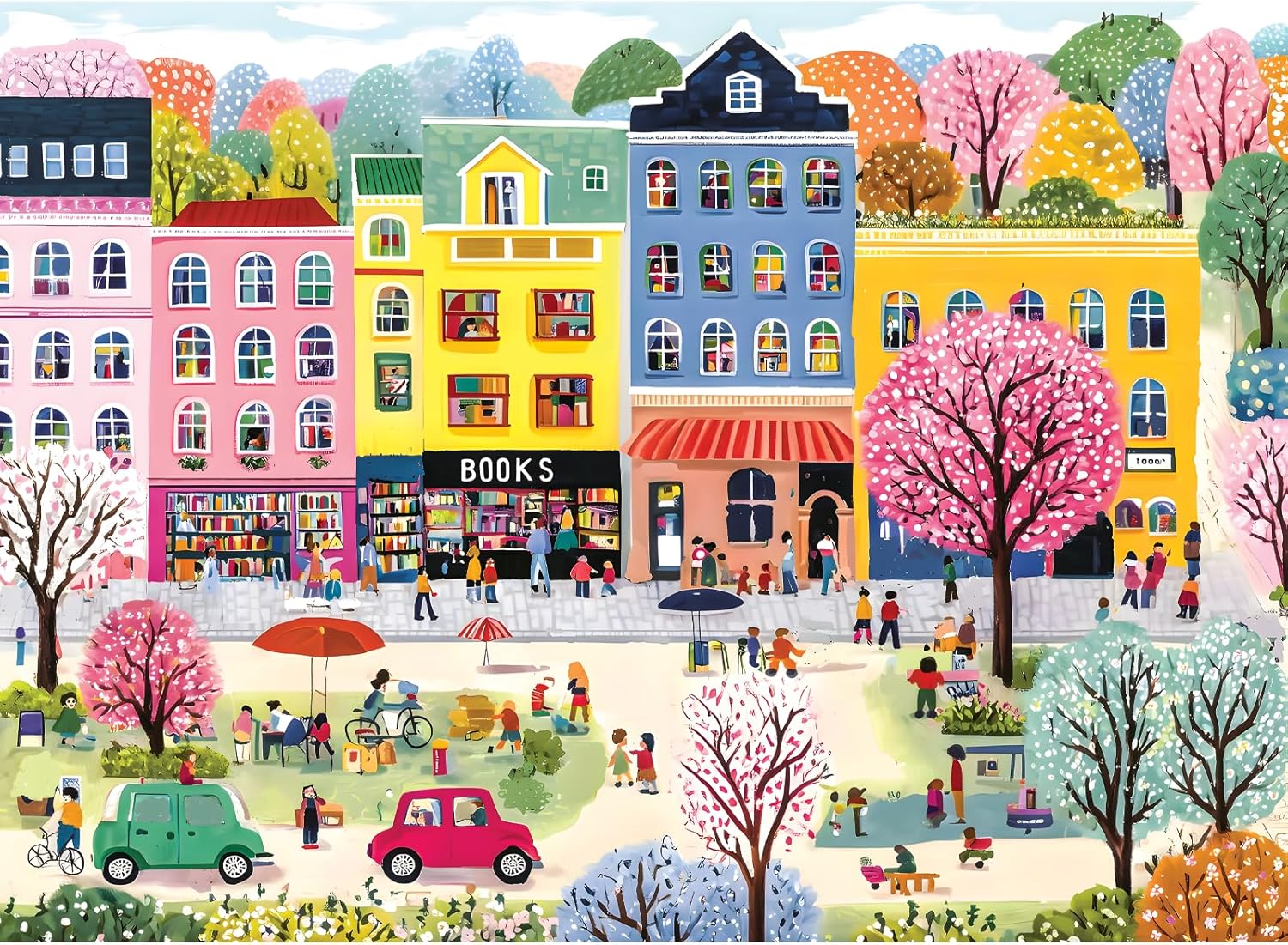 500 Piece Puzzles for Adults, Beautiful Townscape Jigsaw Puzzles, Artwork of A Themed Neighborhood Jigsaw Puzzle, Challenging Puzzles for Friends Family Activity Game Nights Gifts, 20.5×15 in