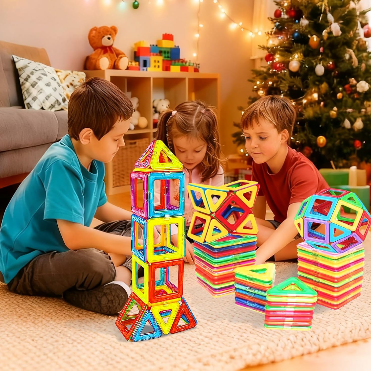 Kids Magnetic Building Blocks - 30-Piece STEM Learning Set (Ages 3+) Educational Tiles with Storage Bag | for Boys & Girls