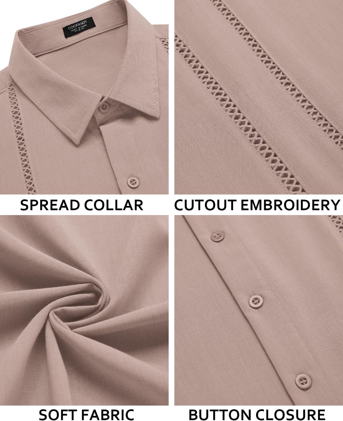 COOFANDY Men's Cuban Guayabera Shirt Short Sleeve Button Down Shirts Casual Summer Beach Linen Shirts - Image 5