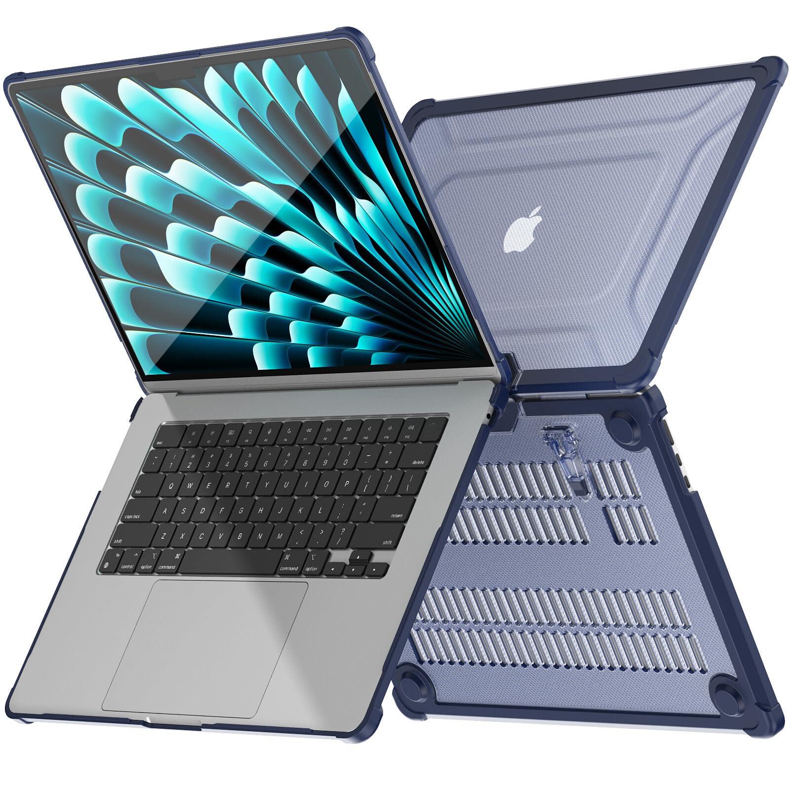 Coque MacBook Pro 13 M2 antichoc rigide double protection bleue - 8