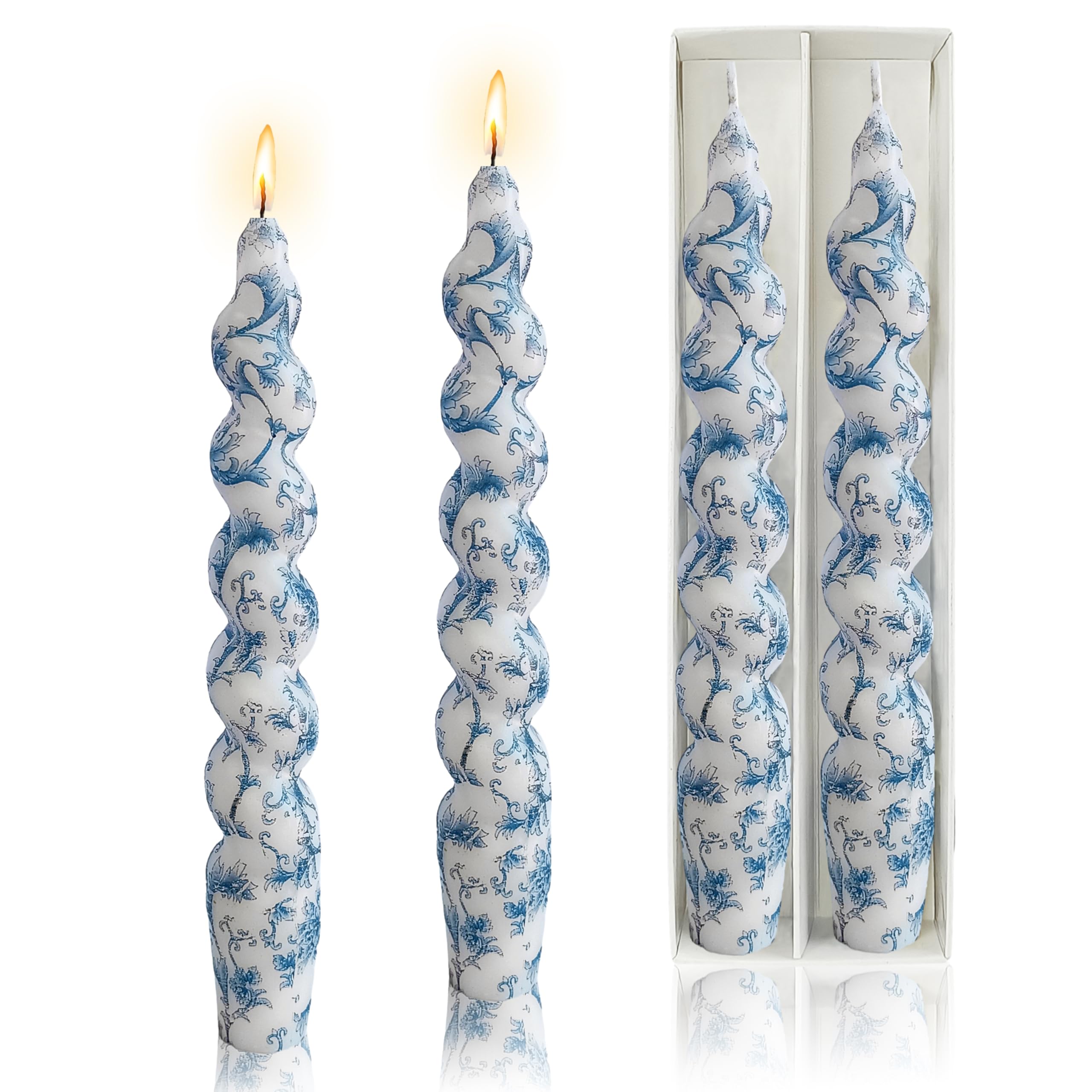 Spiral Candles Printed Candlestick Set of 2 Short Taper Candle Twisted Candlesticks Tapered Candles for Home Wedding Women Gifts