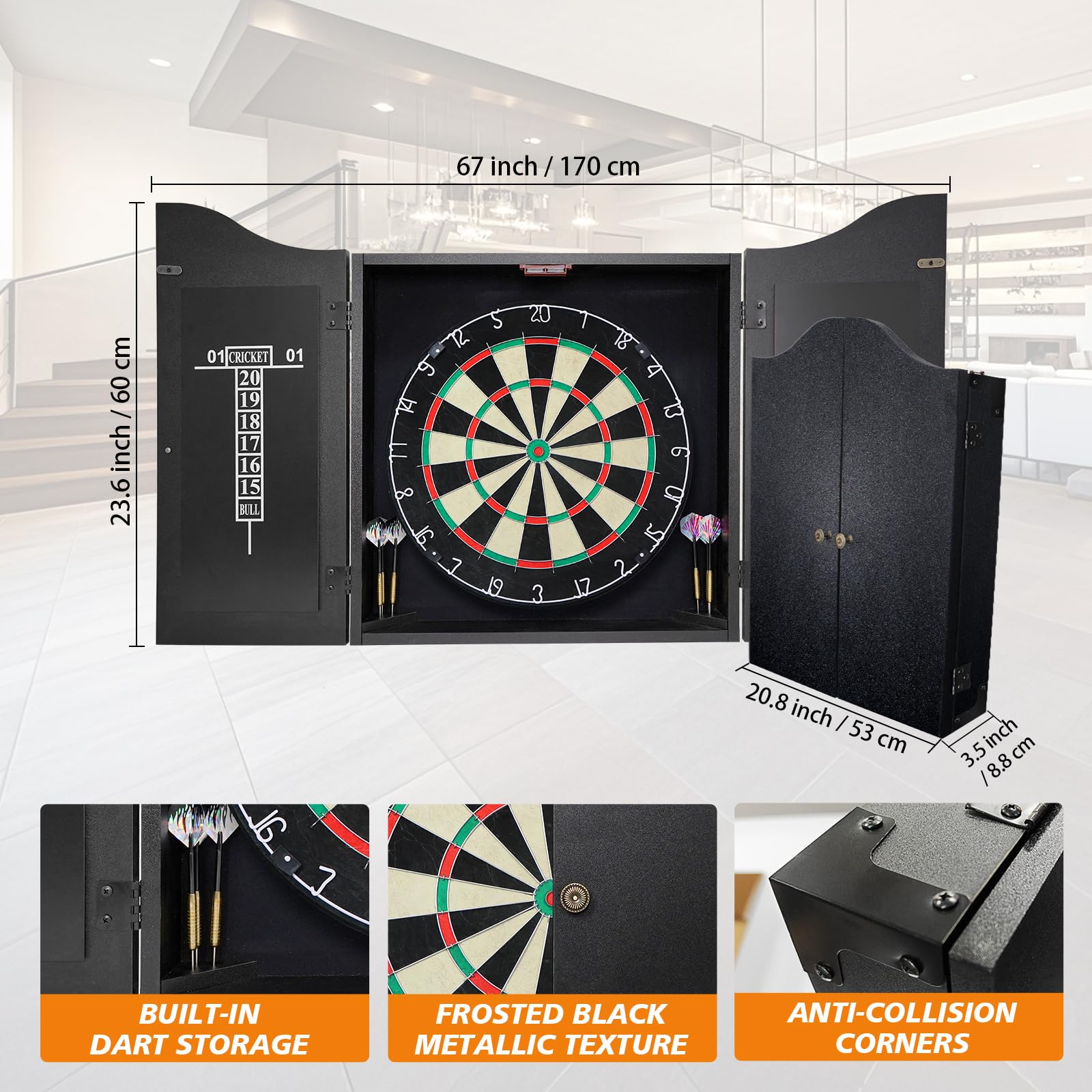 ダーツボード ダーツキャビネットセット Bristle Dart Board Amazon.co.jp: Pennpliy ダーツボードキャビネットセット 18インチの