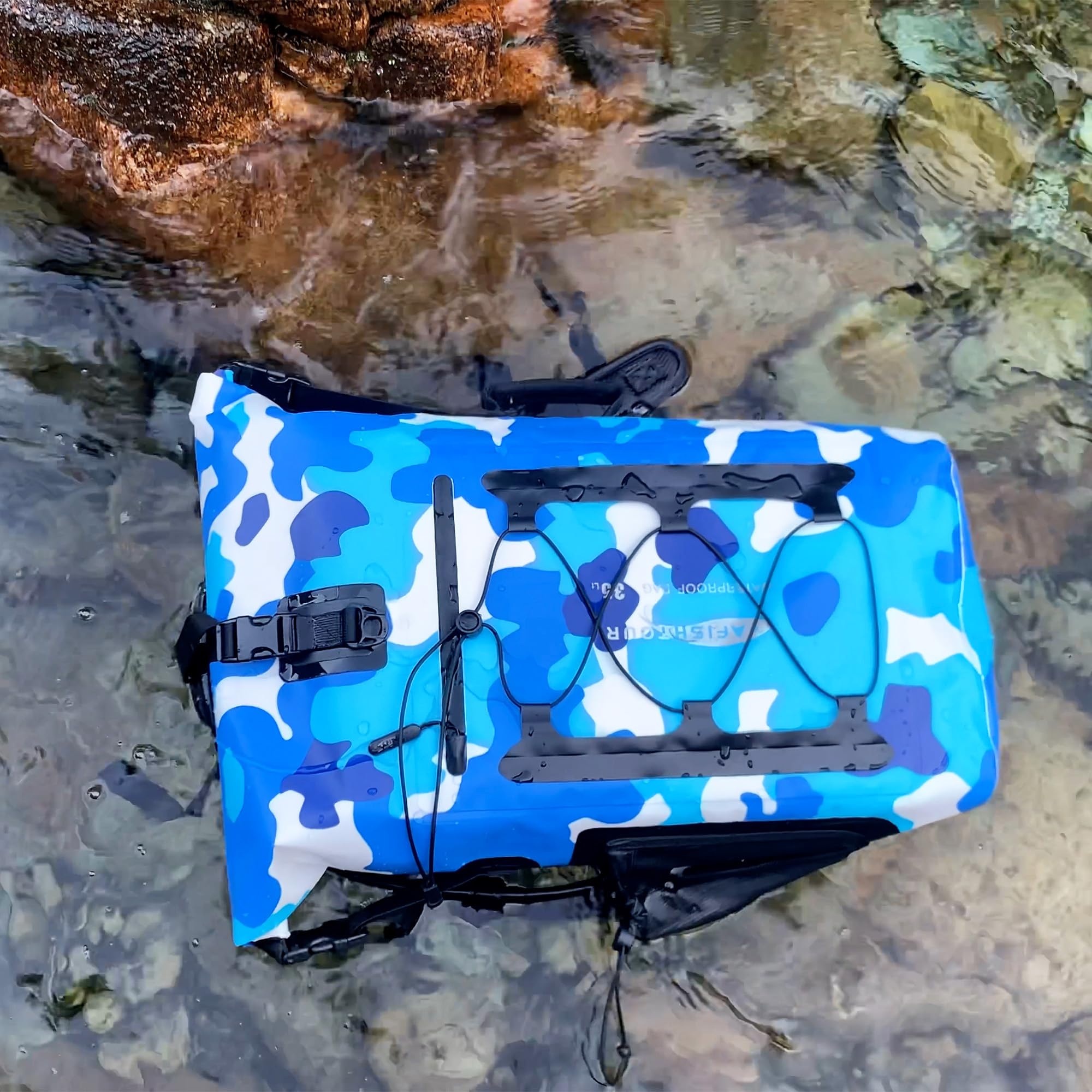 Wytrzymały wodoodporny plecak na suchą torbę – 35 l, pływający plecak na motocykl, kajakarstwo, rafting, pływanie, kemping, piesze wycieczki, wędkowanie, NIEBIESKI, 35L, Retro