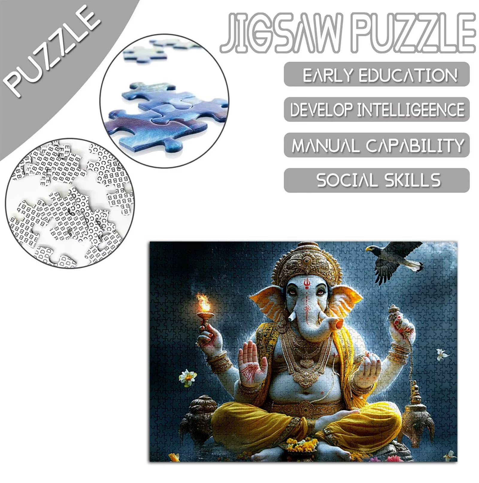 Aigle Puzzle 2000 Pièces Adultes, Grand Bois Puzzle Éléphant Motif Désign, 100x70cm Jigsaw Bricolage Artisanat 14 Ans Activité Familiale Emballage Cadeau pour Decoration Murale Maison Chambre,Model254