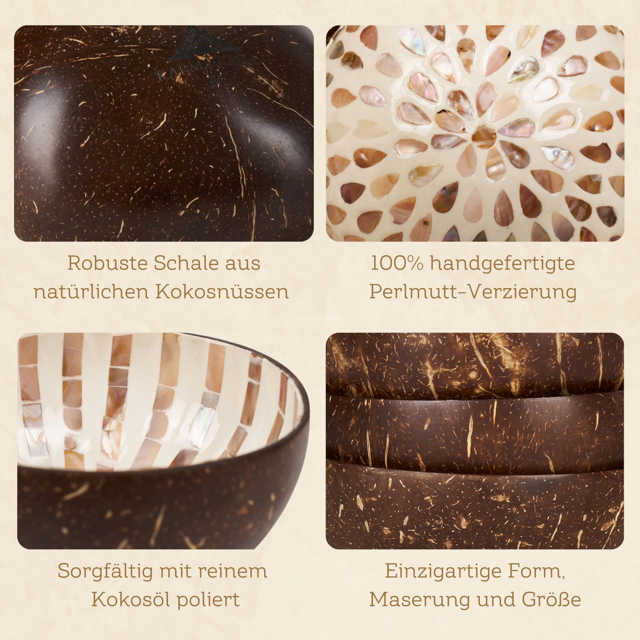 Ciotole In Noce Di Cocco Set Da 2 - Bowl Fatte A Mano, Biodegradabili, Con Cucchiai, Ecologiche E Riutilizzabili - Foto 2