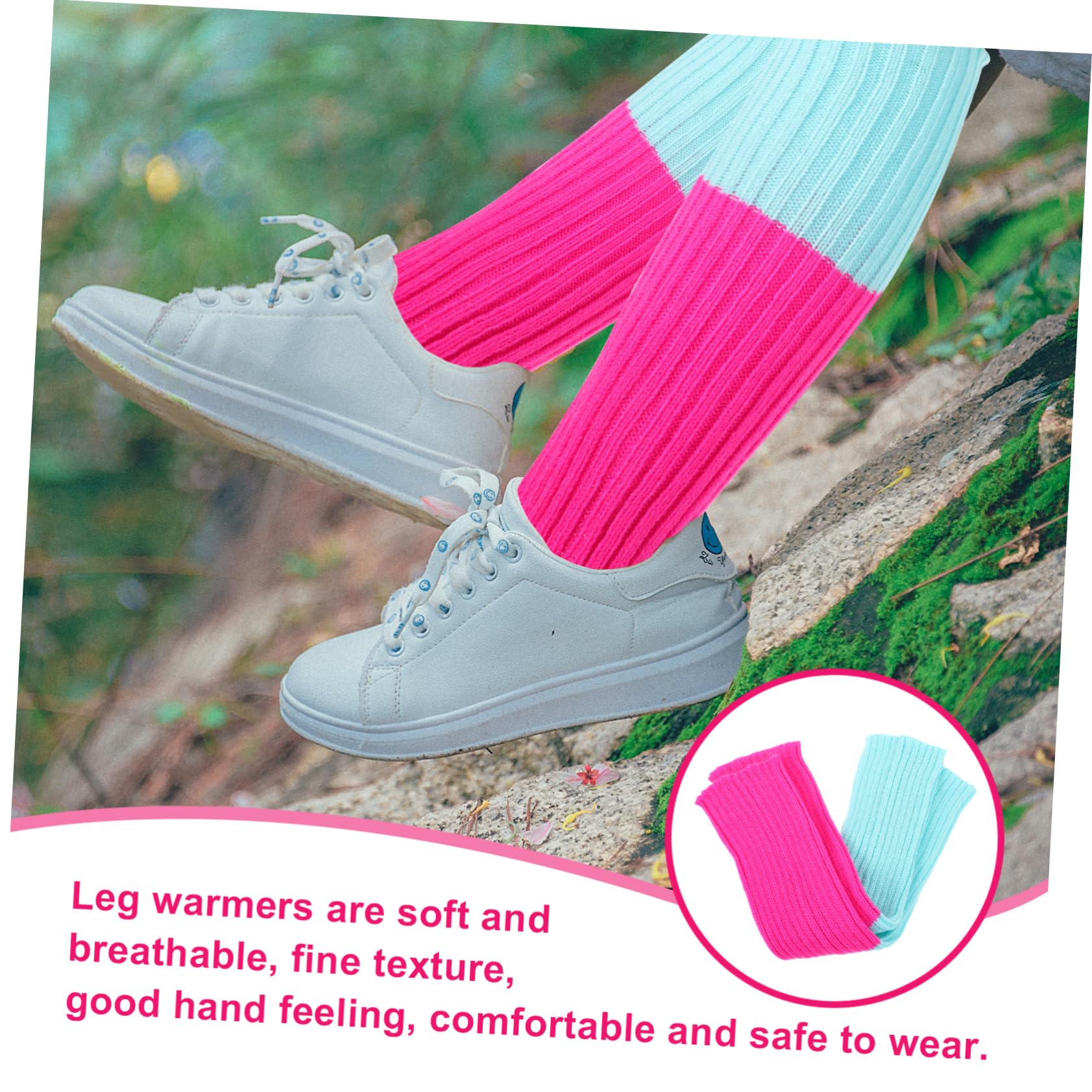 Healeved 10 Pares Calentadores de Piernas de Punto para Invierno Cálidos y Suaves Diseño Fluorescente para Mujer Accesorios Decorativos para Fiestas y Diario