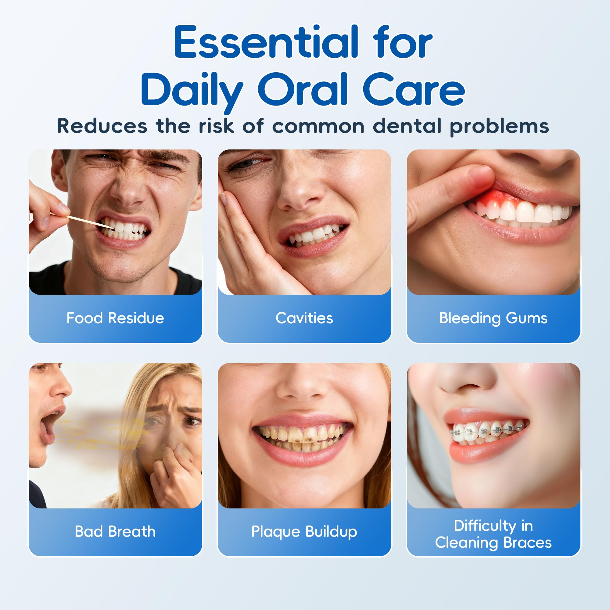 Mornwell Idropulsore dentale per denti, 2 modalità e 10 irrigatori orali a pressione regolabile per bretelle, 8 punte multifunzionali per famiglia, più utenti, uso domestico, bianco