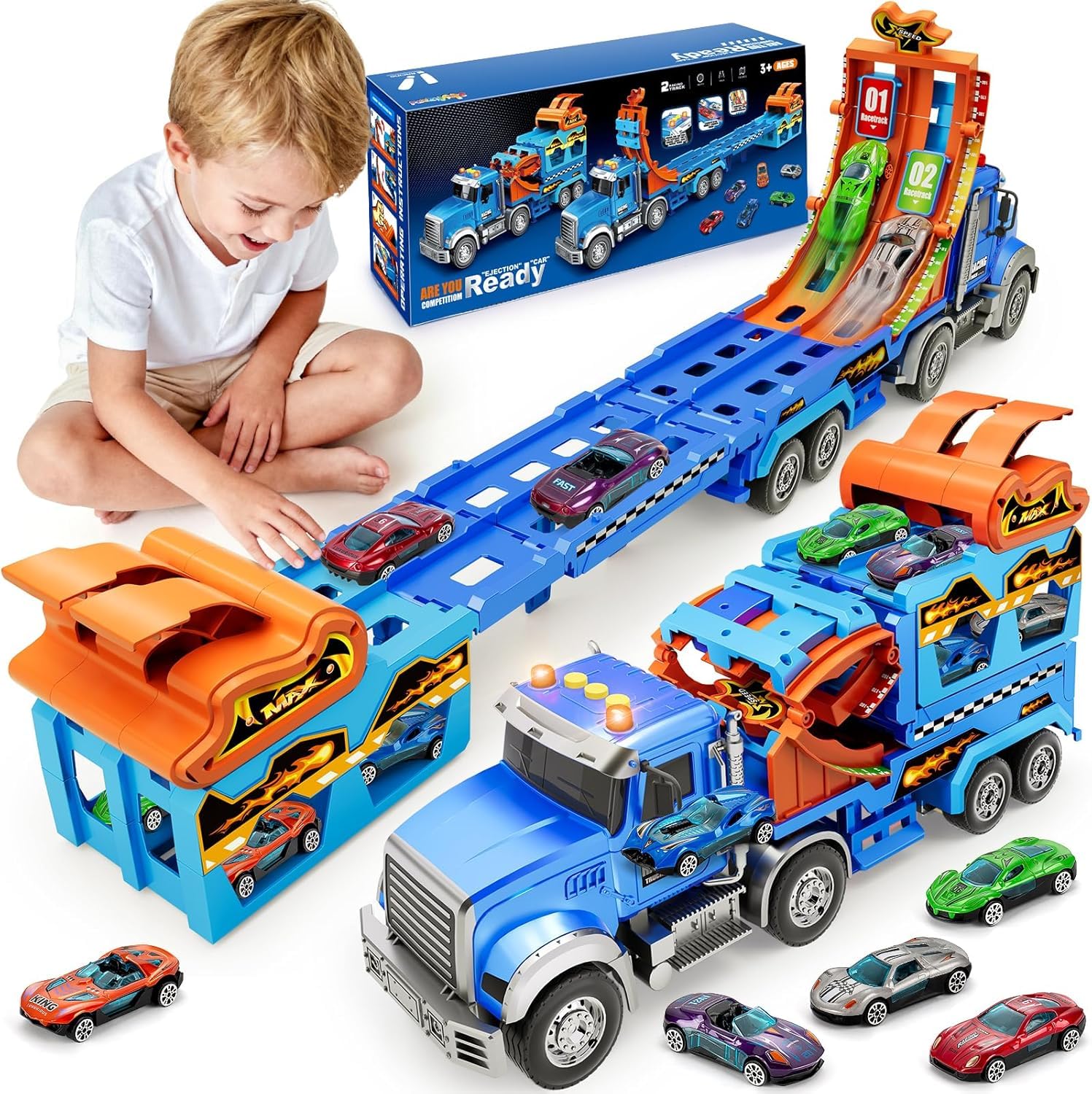 Kids Toys for 3 4 5 6 7 8 Years Old Boys, Carrier Truck Transport Car with Lights Sounds,…